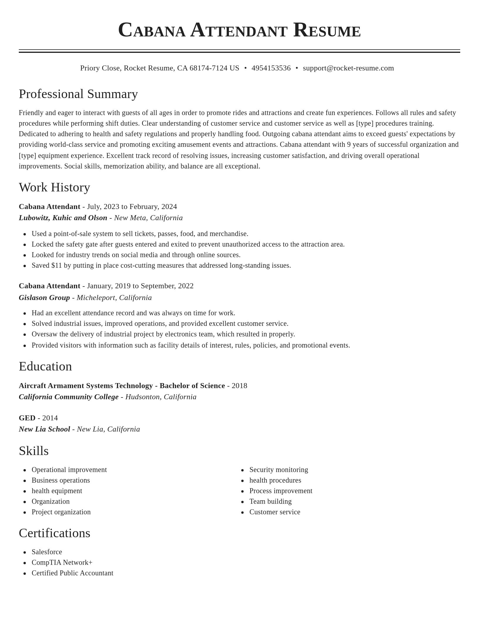 Classic resume template