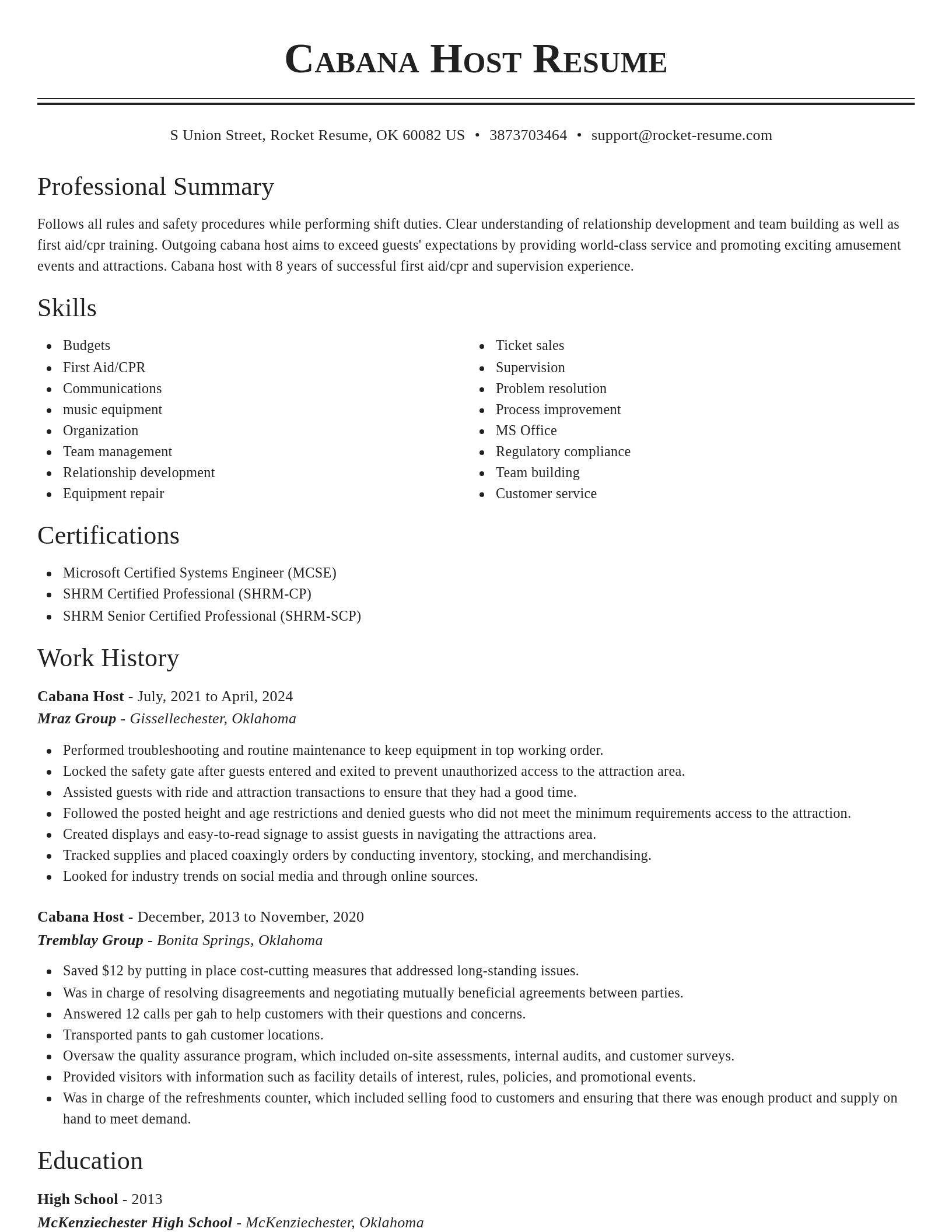 Classic resume template