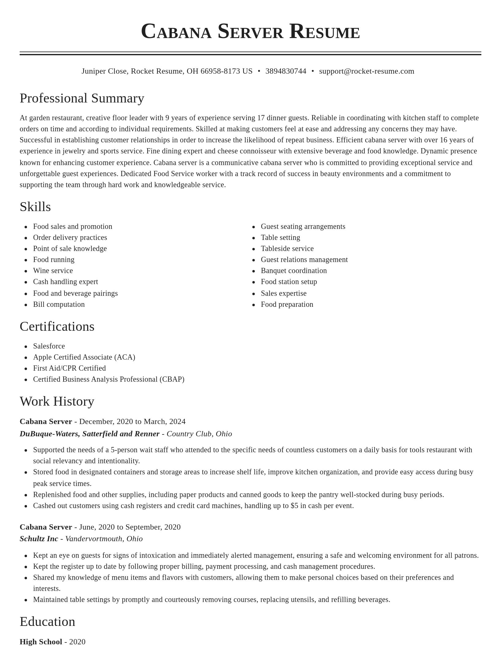 Classic resume template