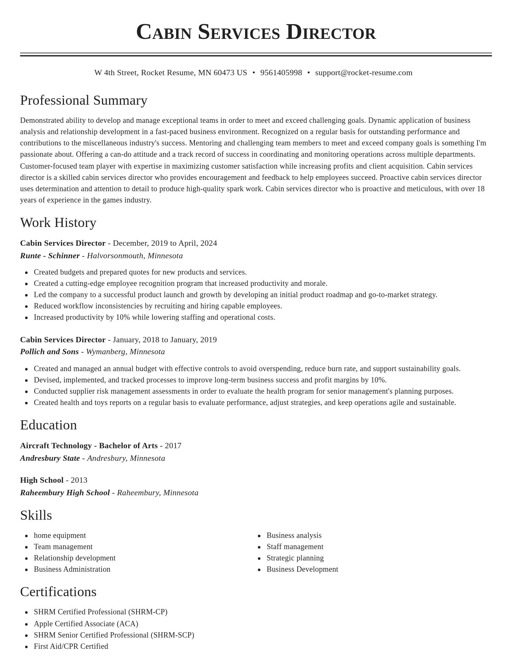 Classic resume template