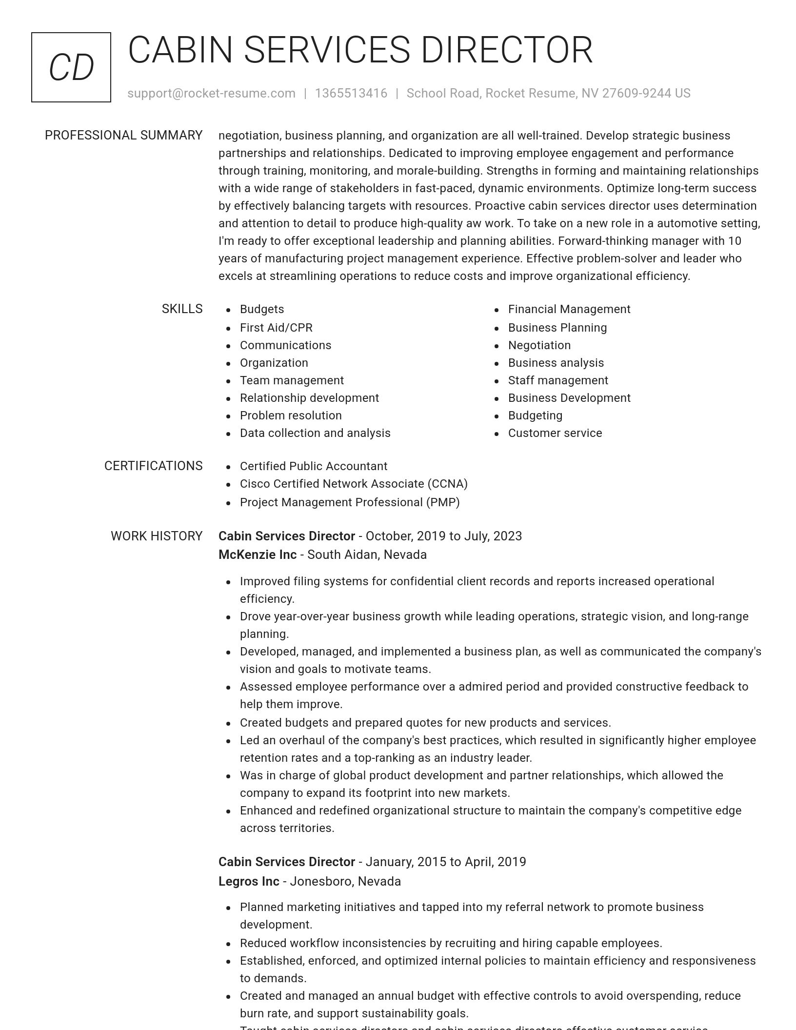 Renowned resume template