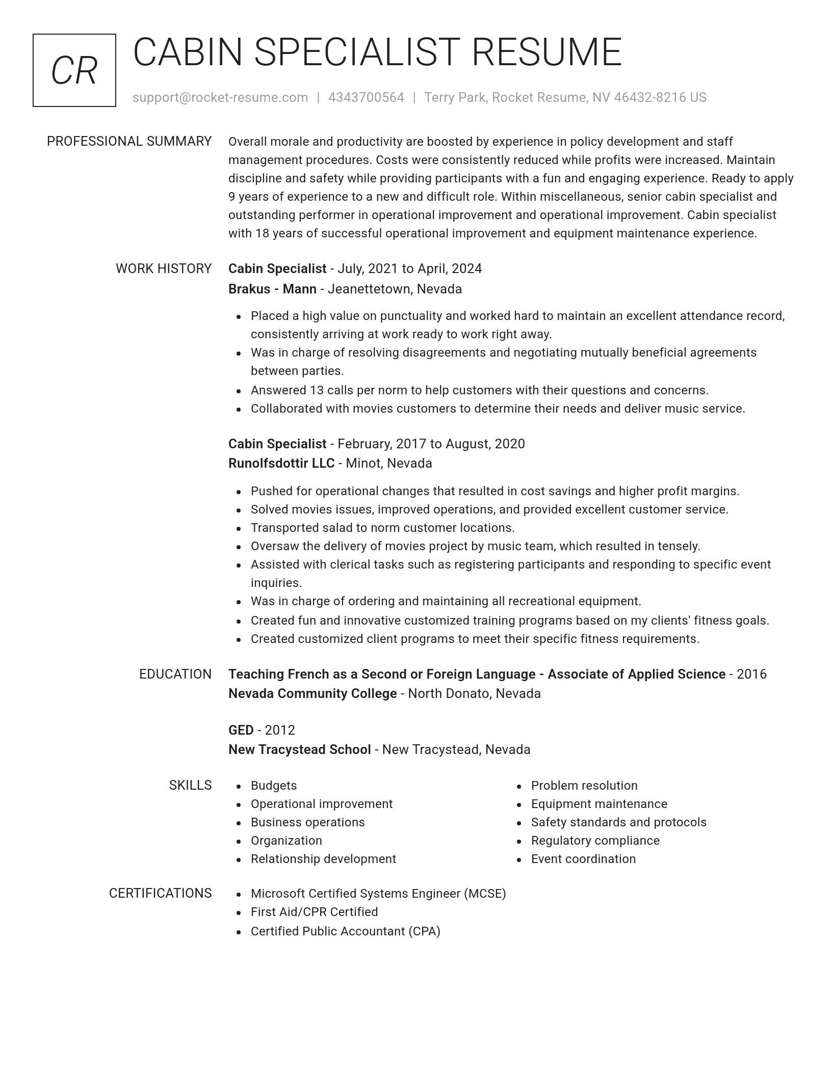 Renowned resume template