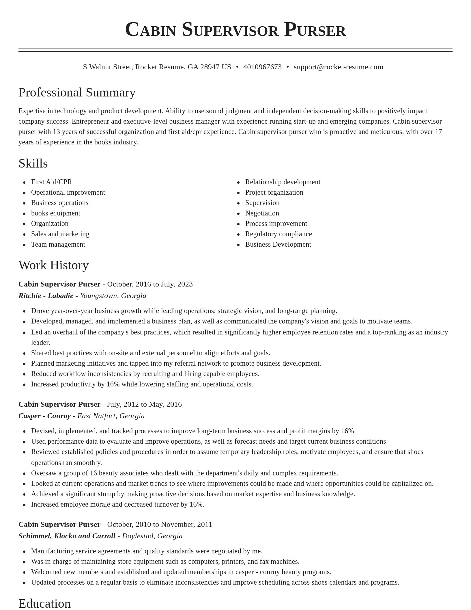Classic resume template