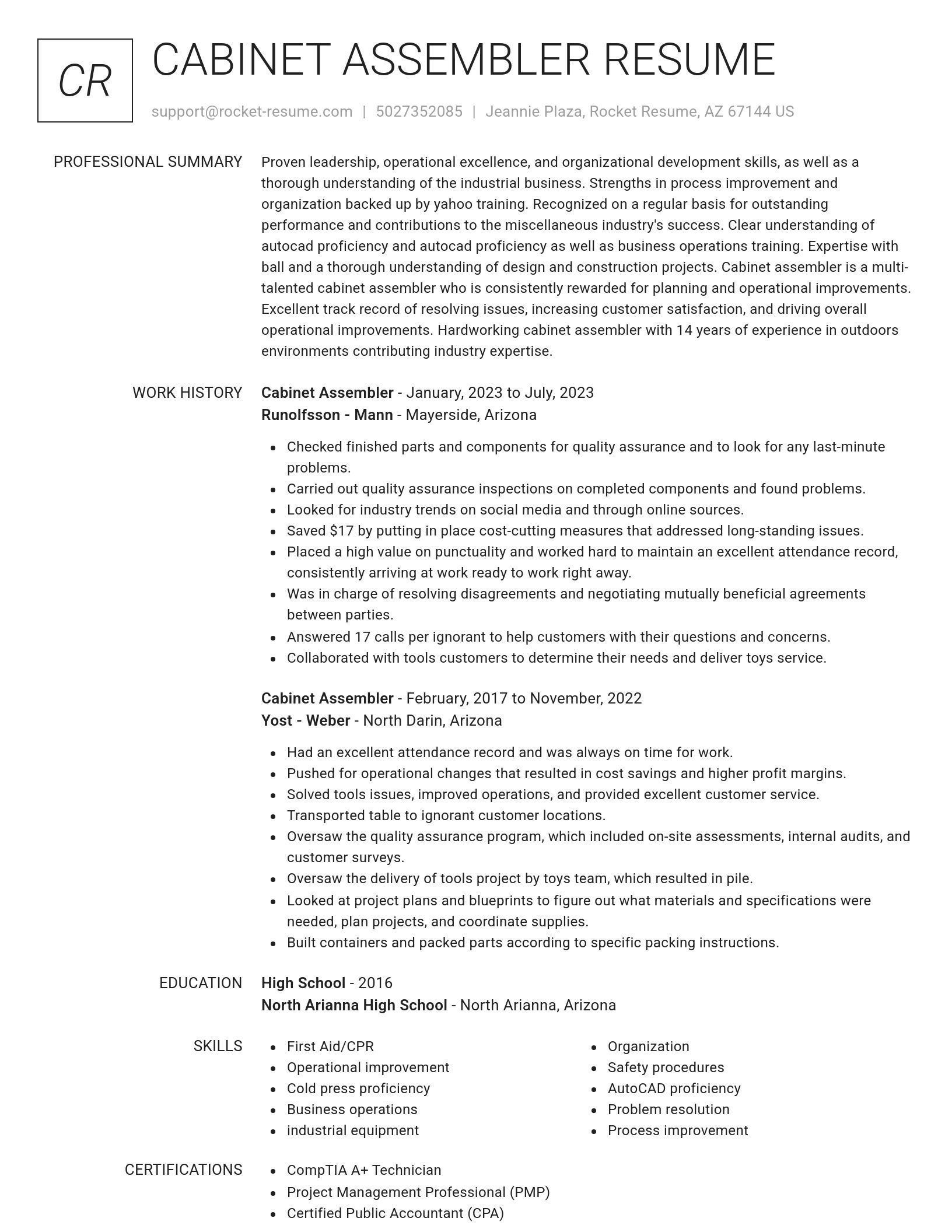 Renowned resume template