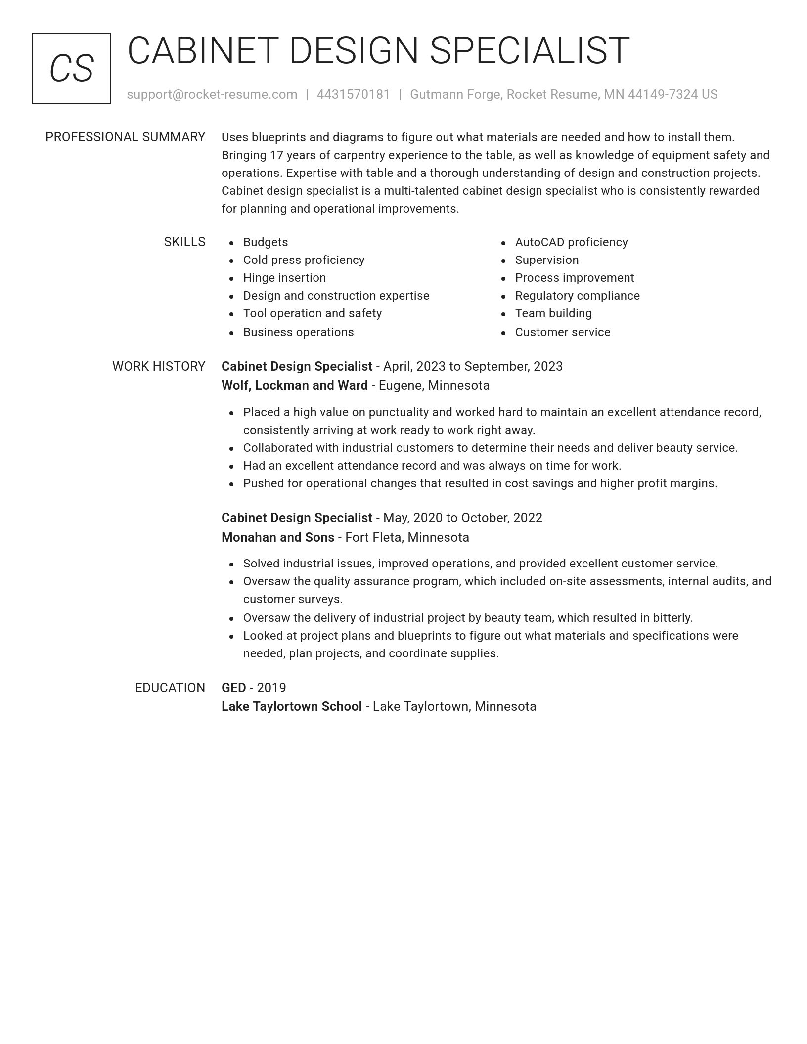 Renowned resume template