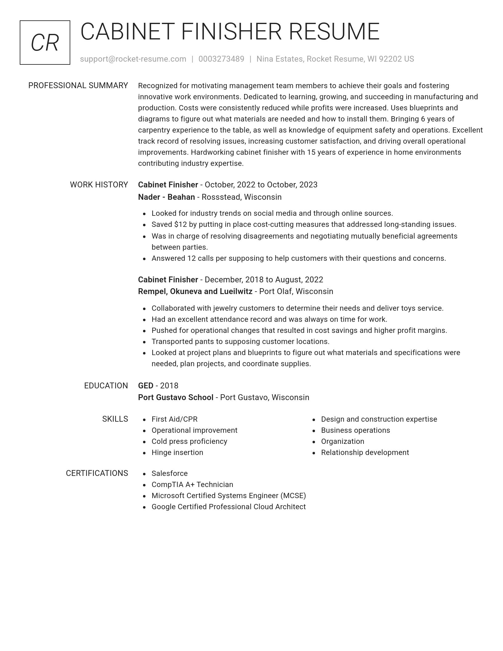 Renowned resume template