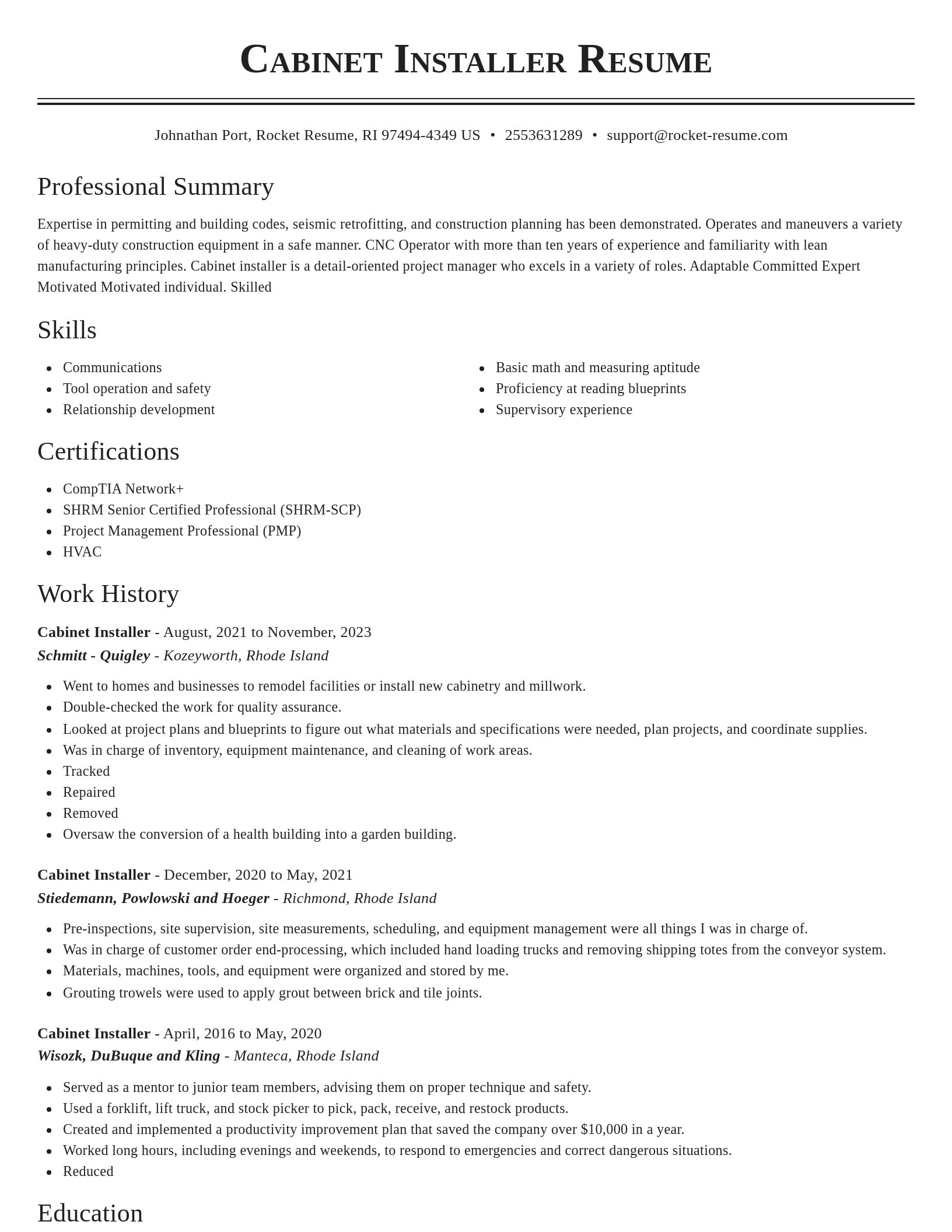 Classic resume template