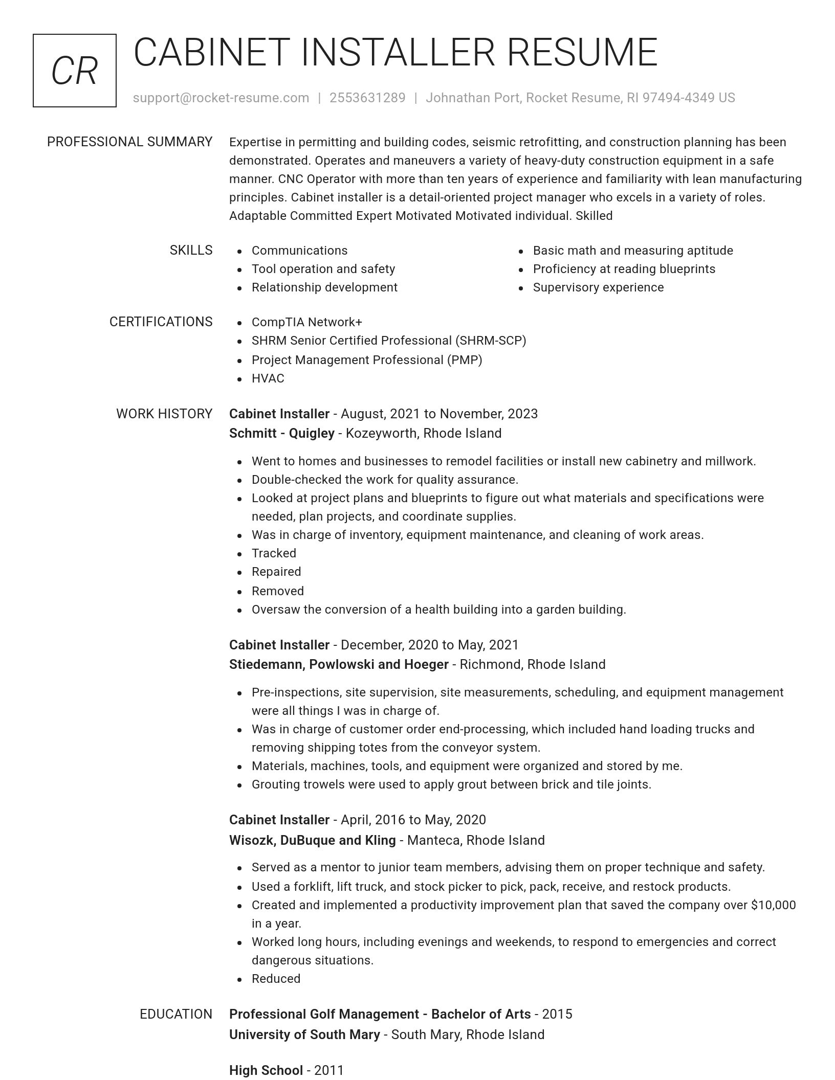 Renowned resume template