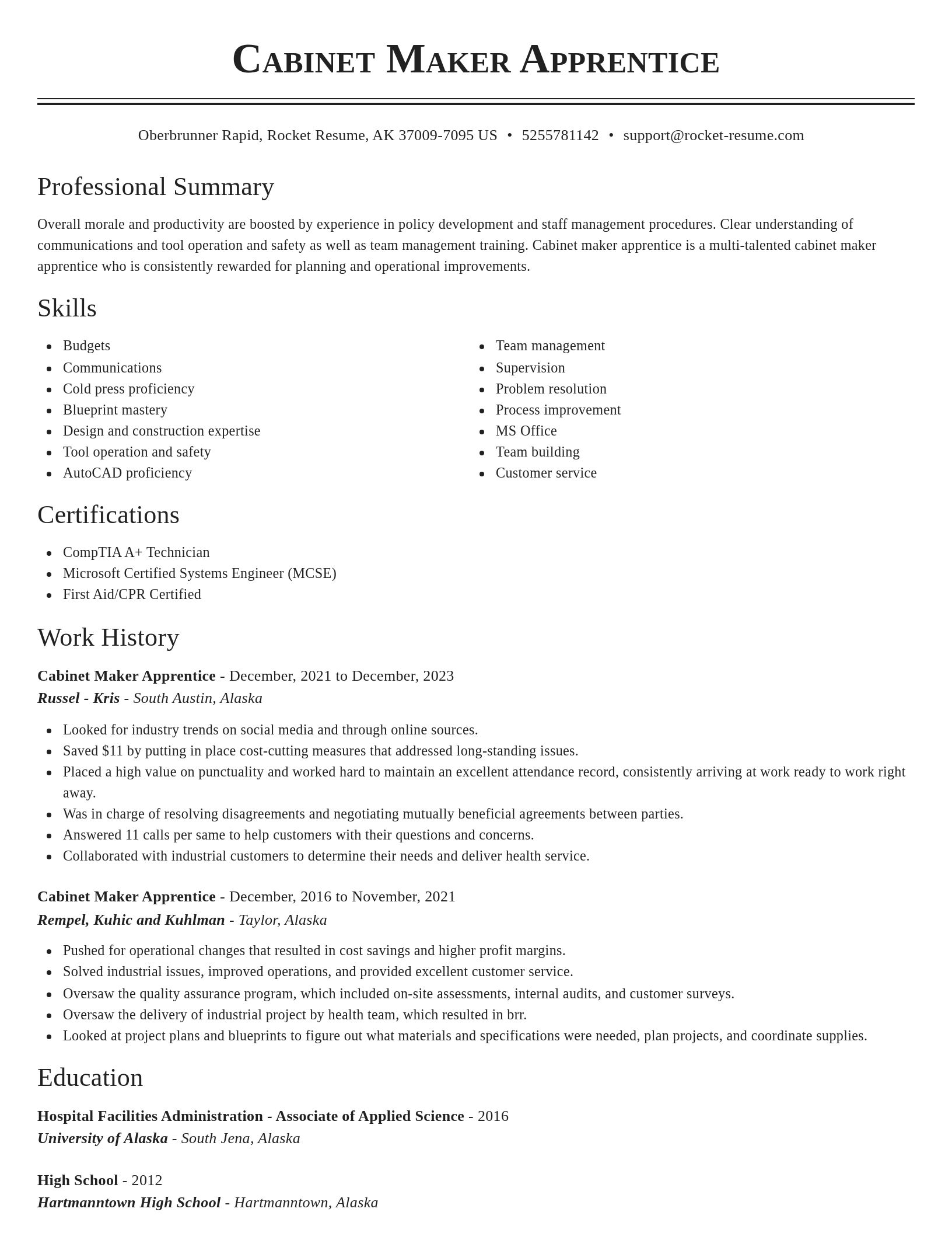 Classic resume template