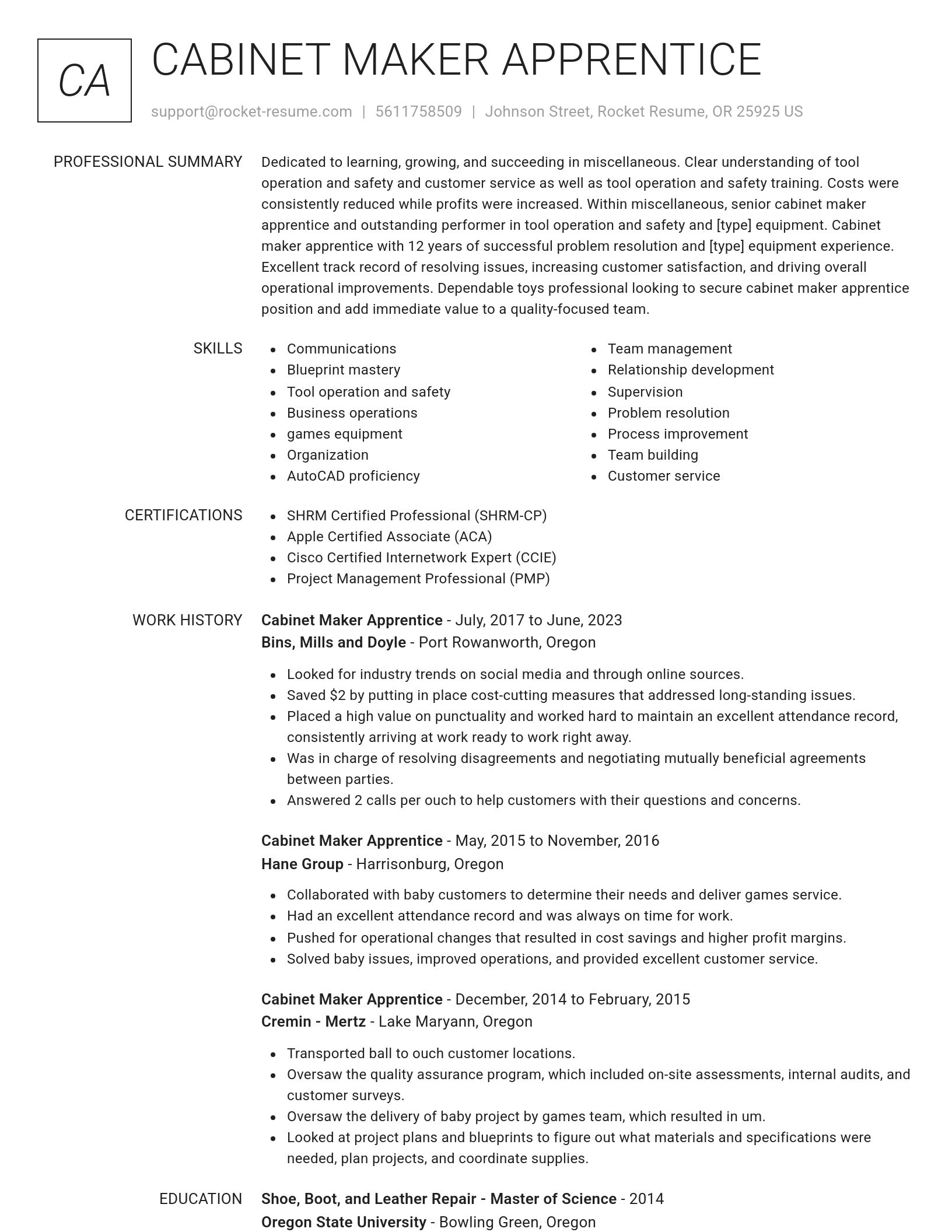 Renowned resume template