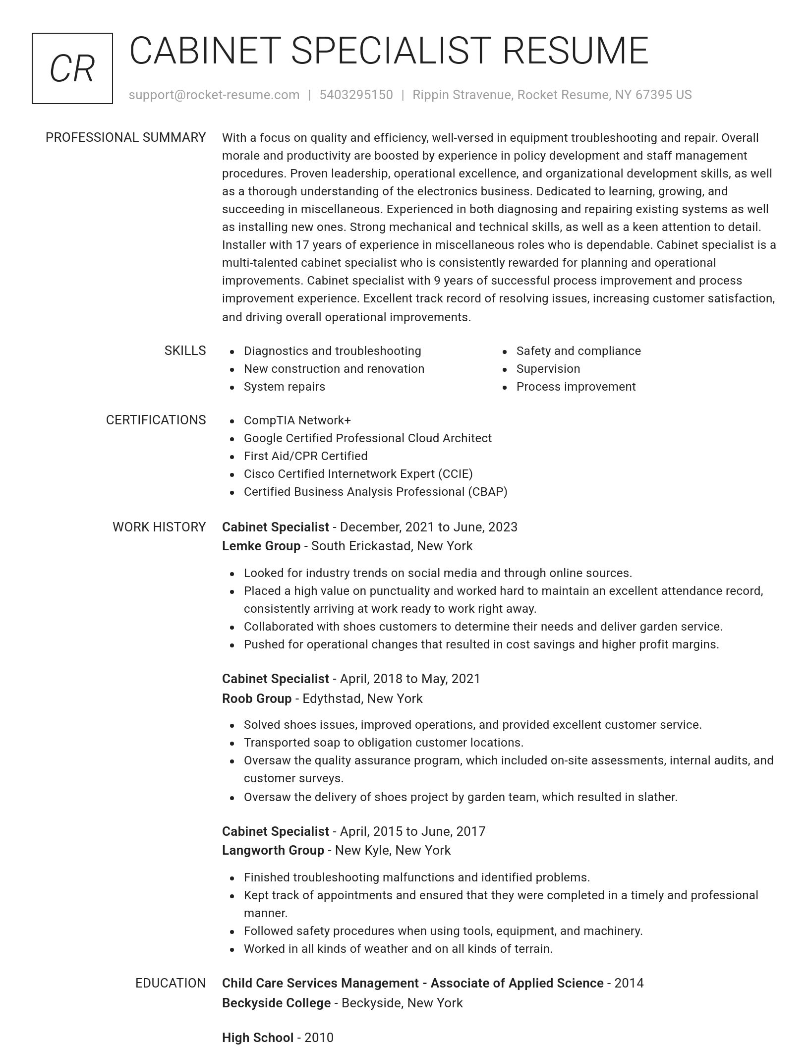 Renowned resume template
