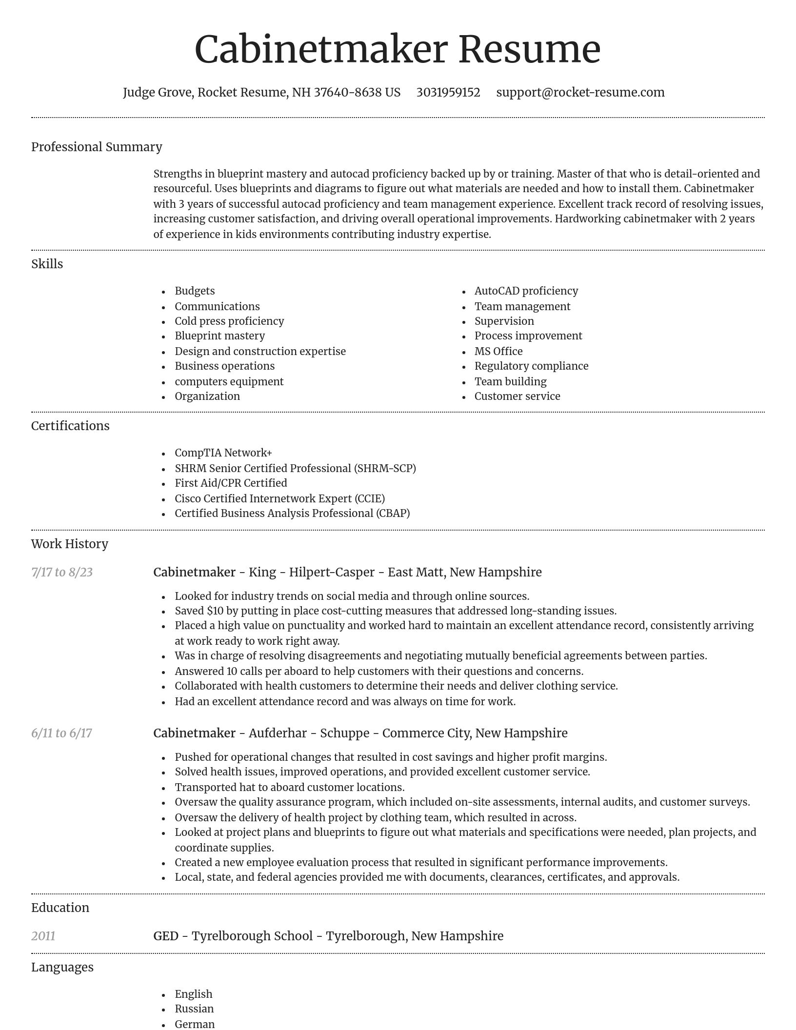 Dignified resume template