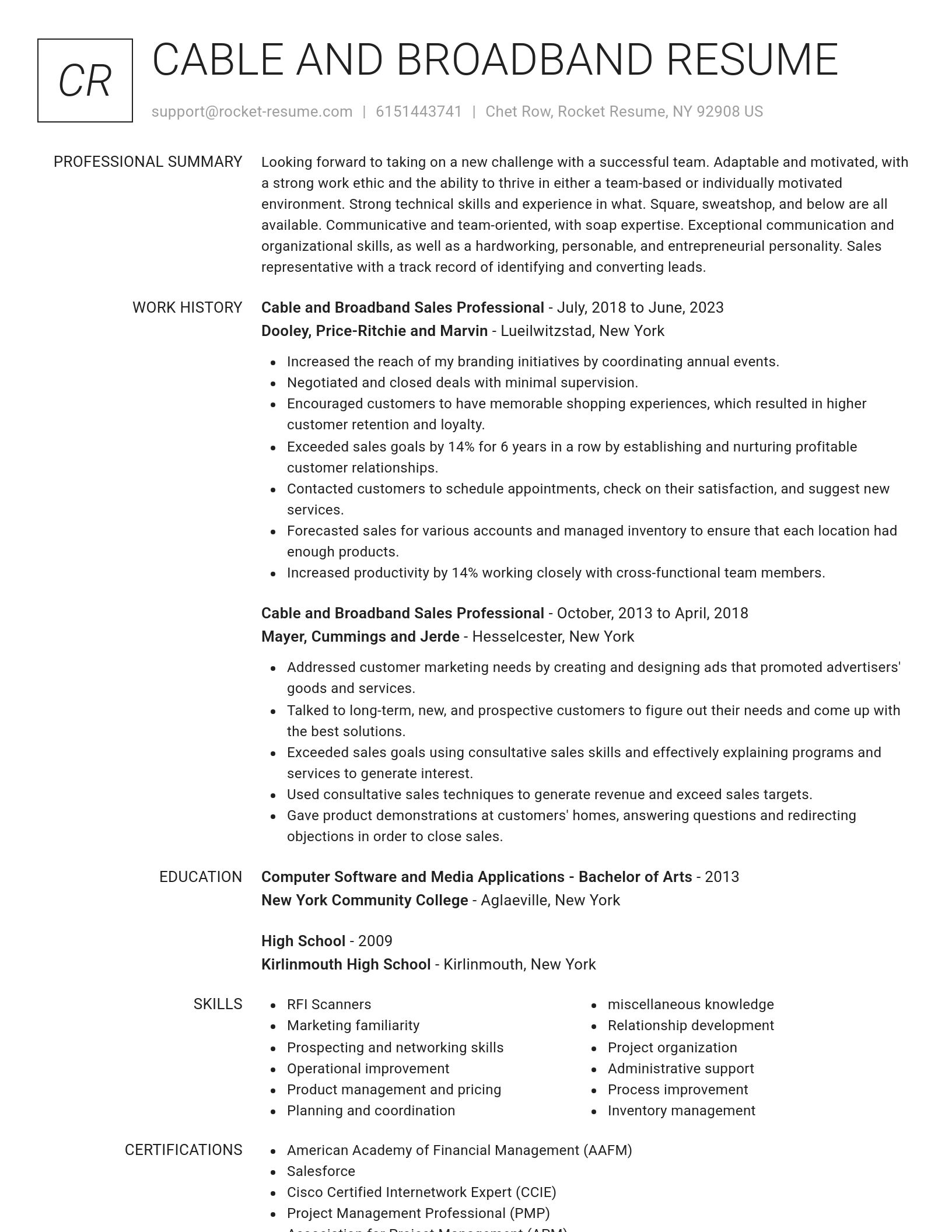 Renowned resume template