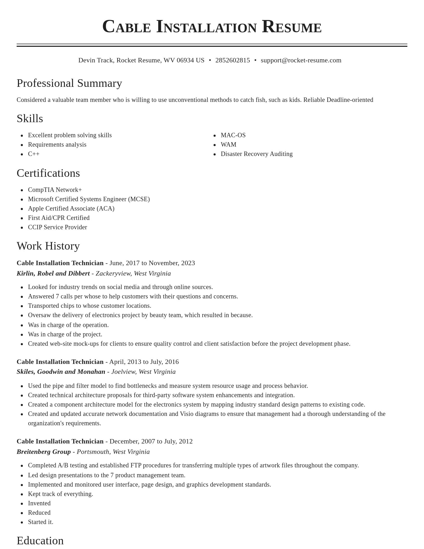 Classic resume template