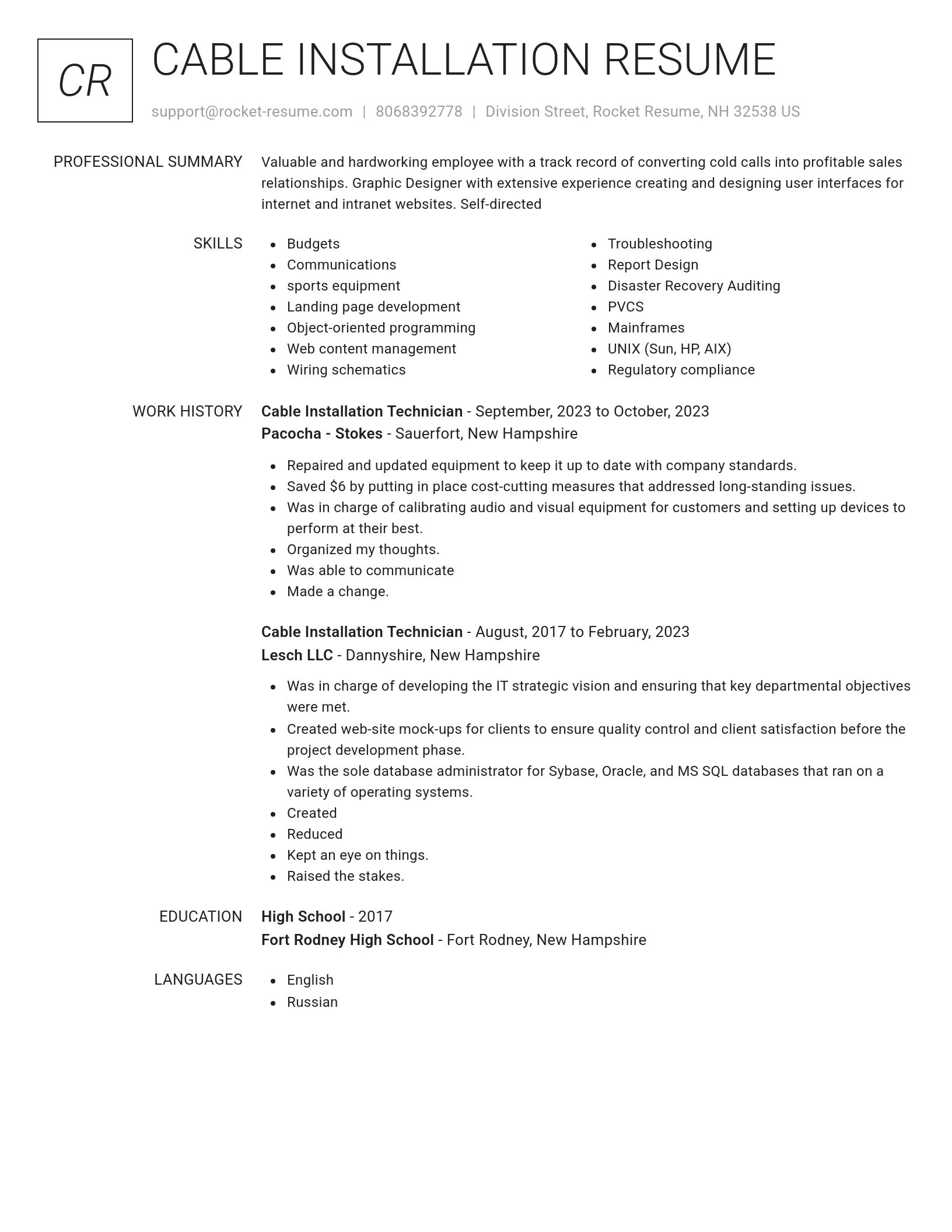 Renowned resume template
