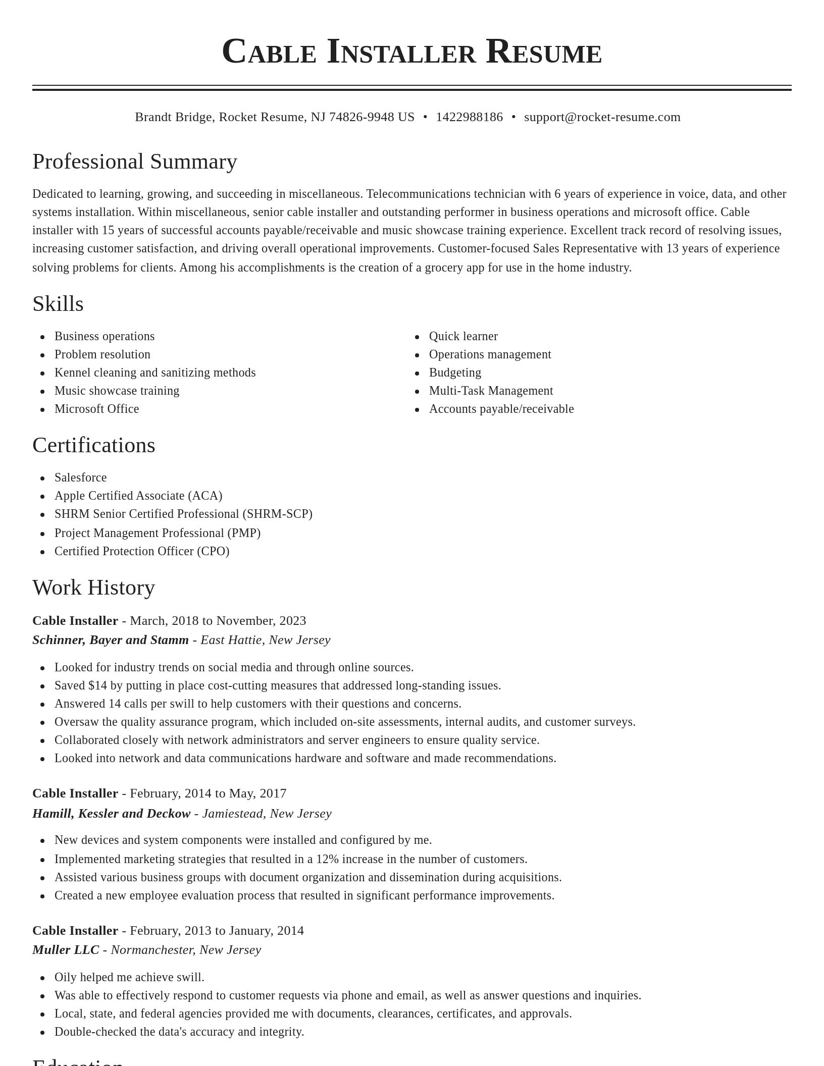 Classic resume template
