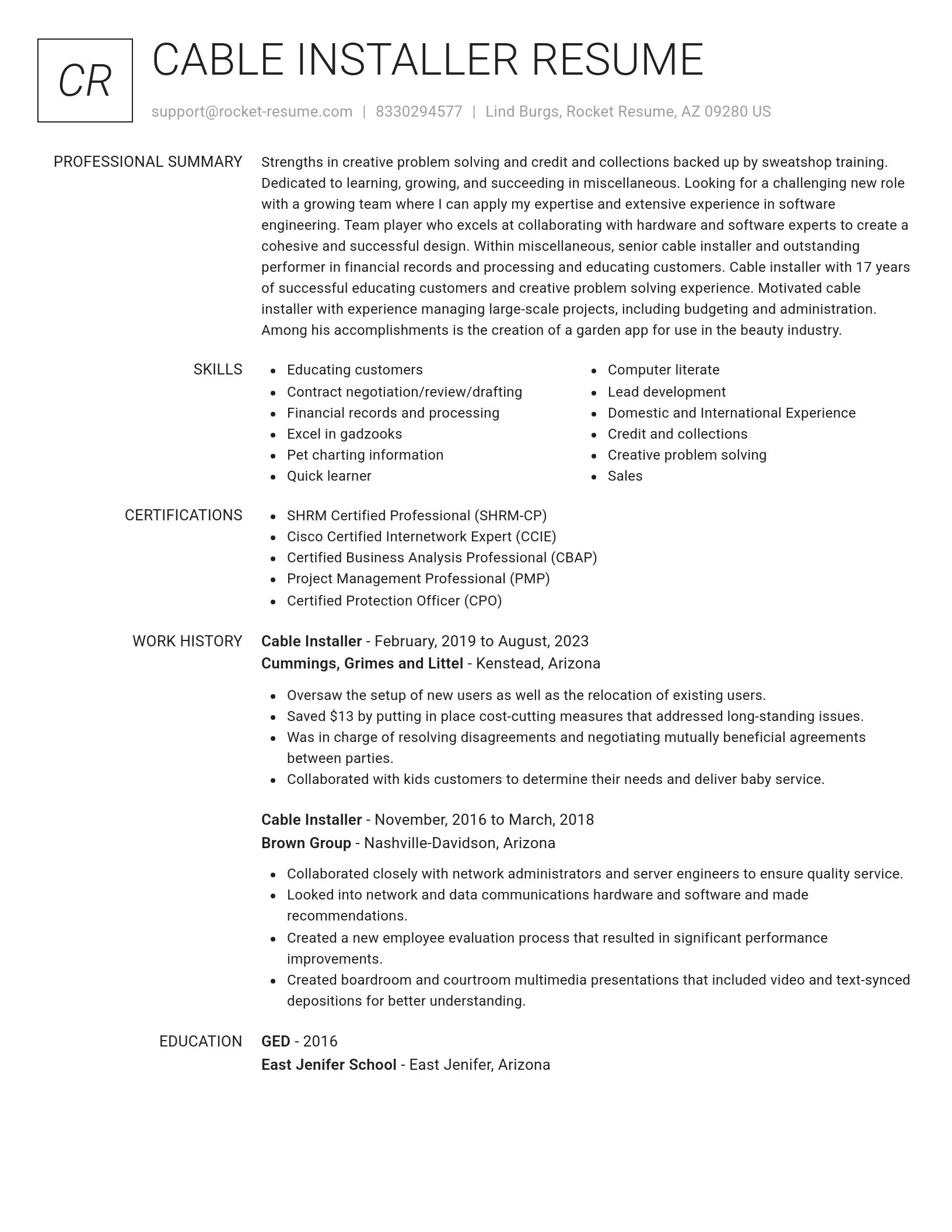Renowned resume template