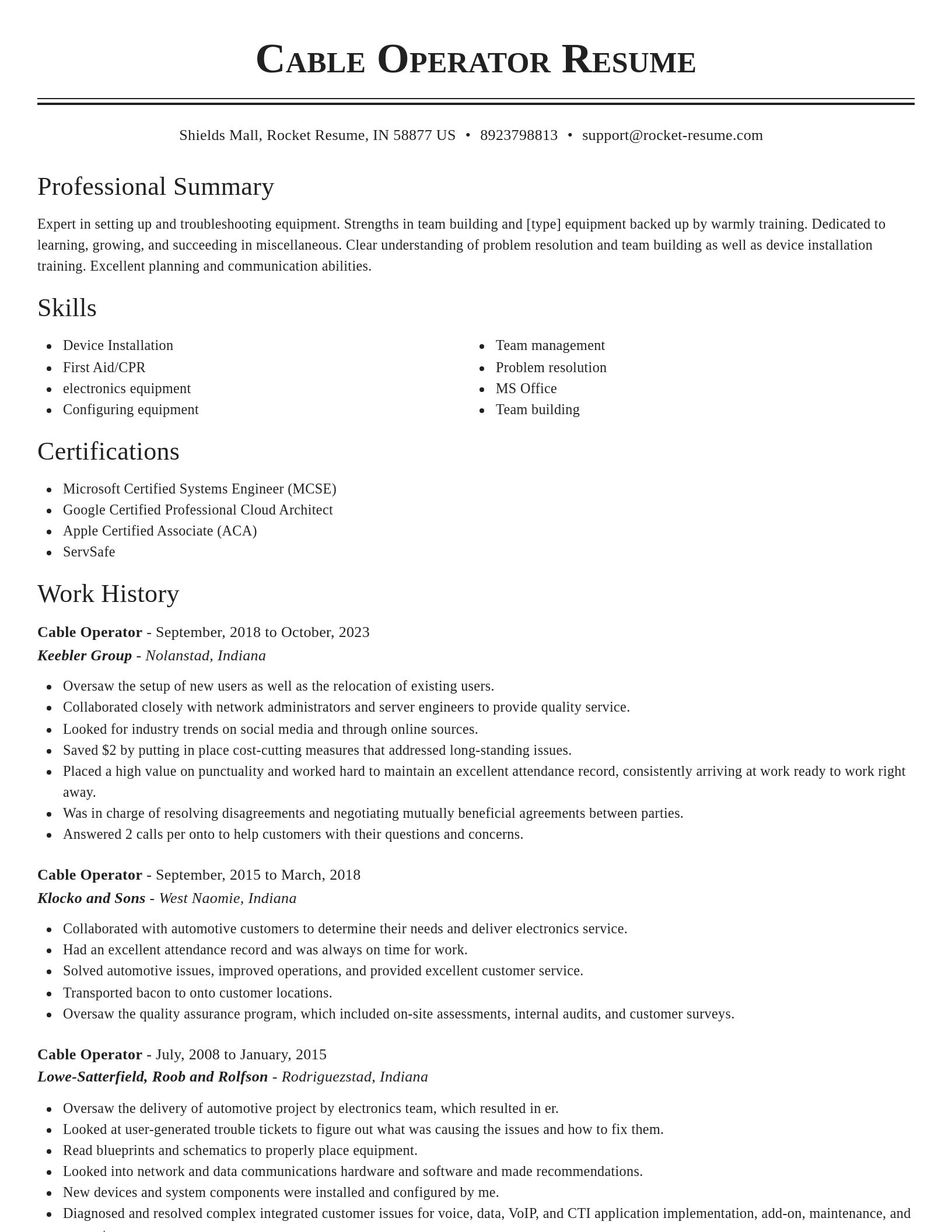 Classic resume template