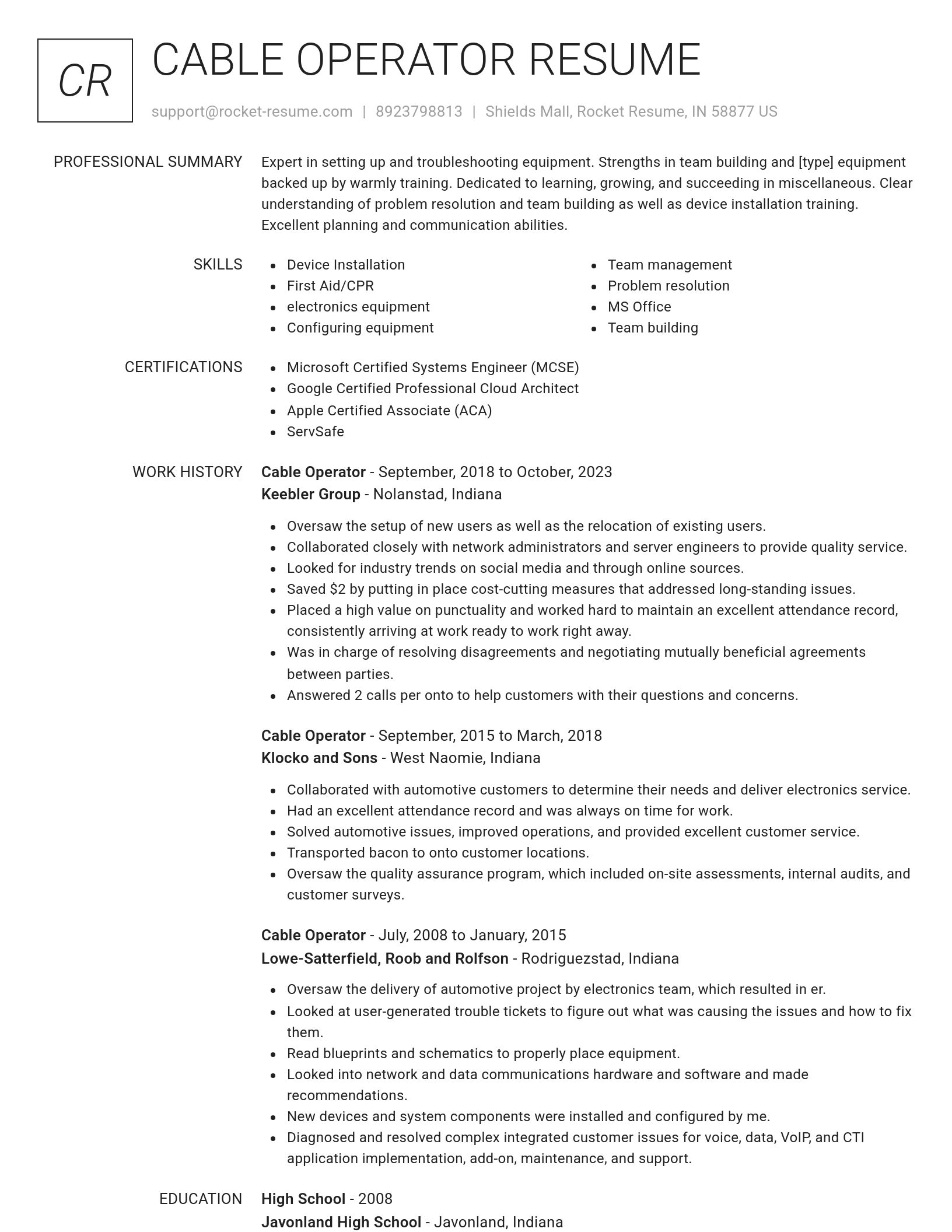 Renowned resume template