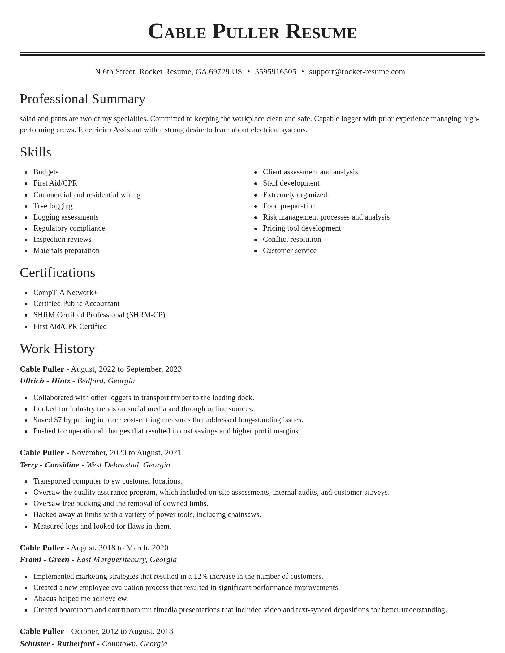 Classic resume template