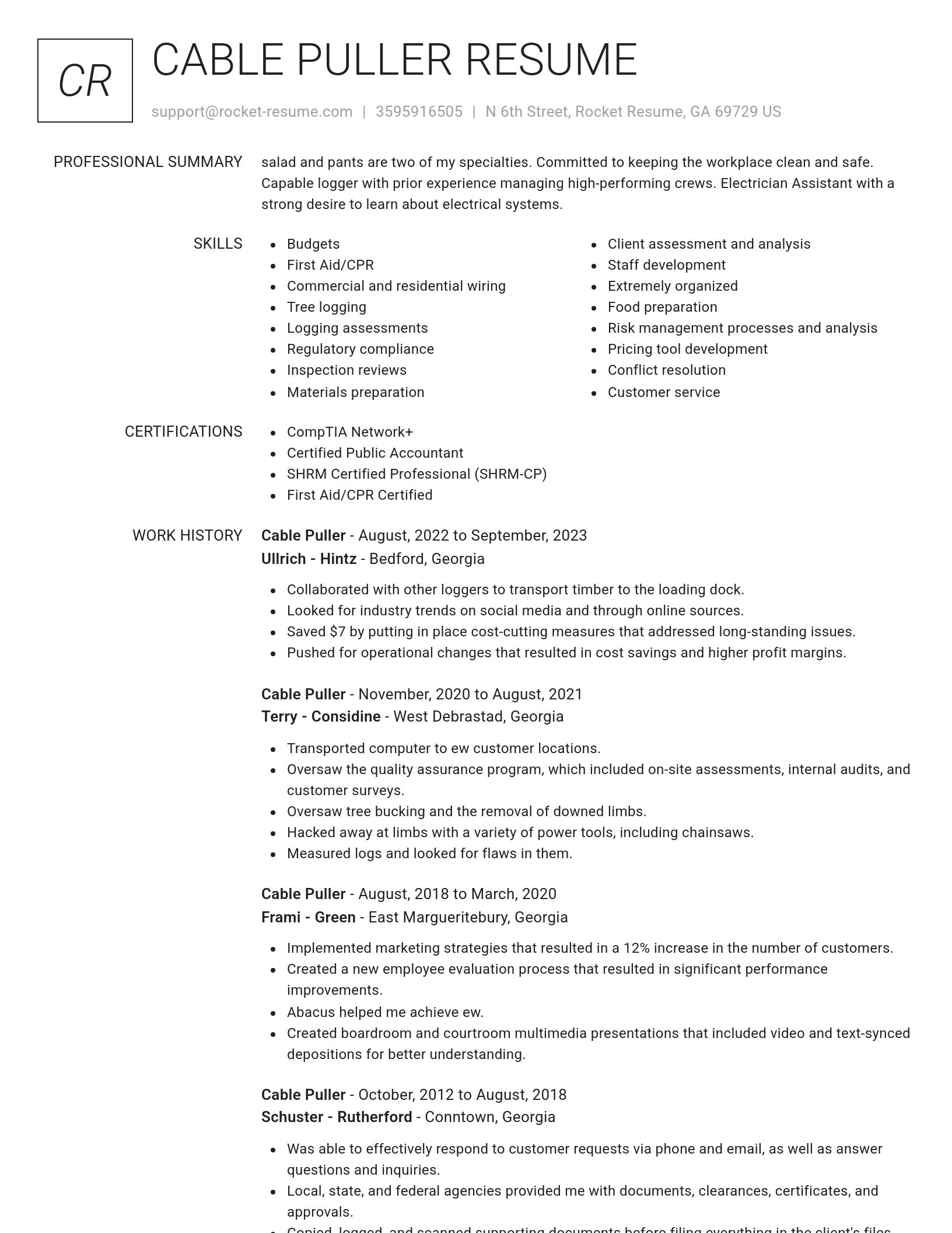 Renowned resume template