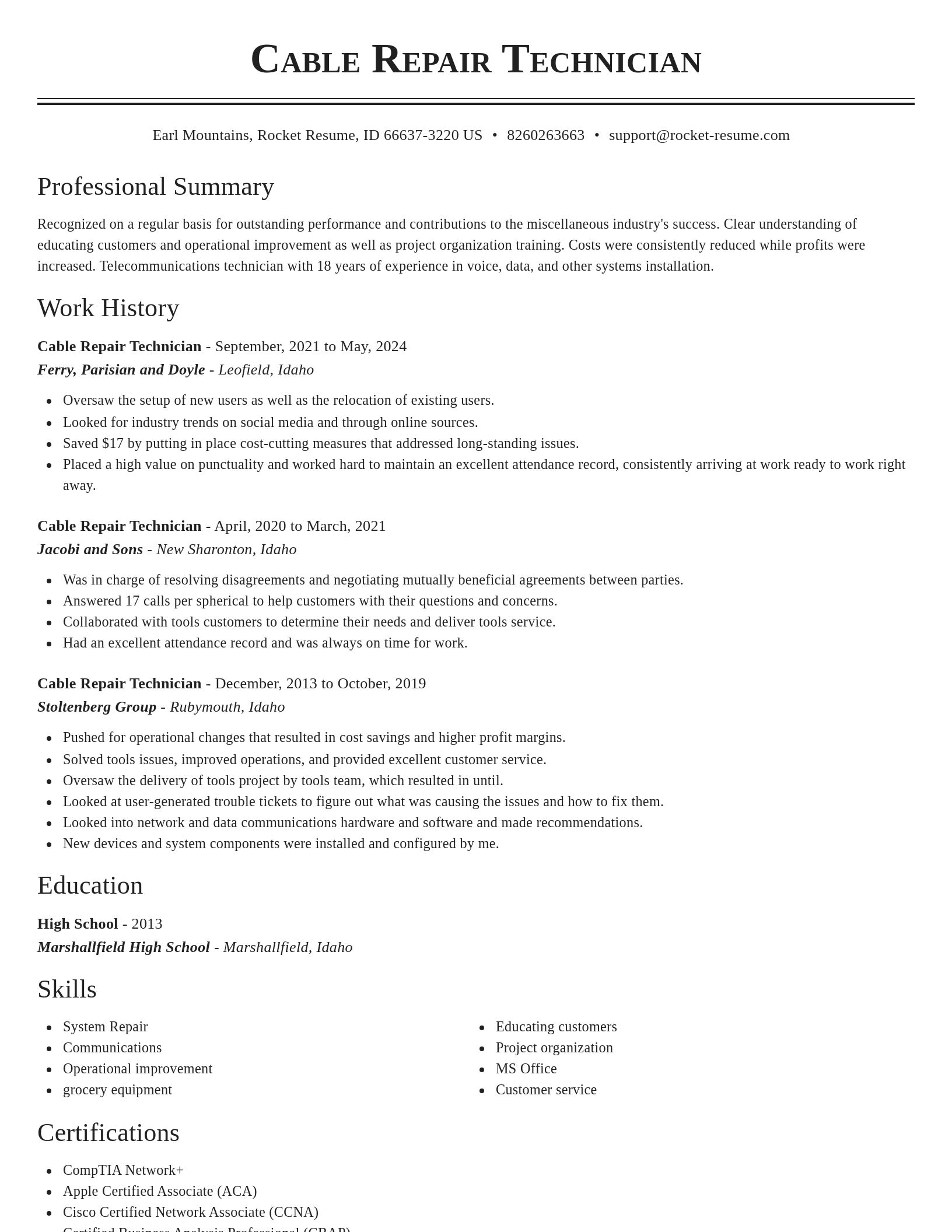 Classic resume template