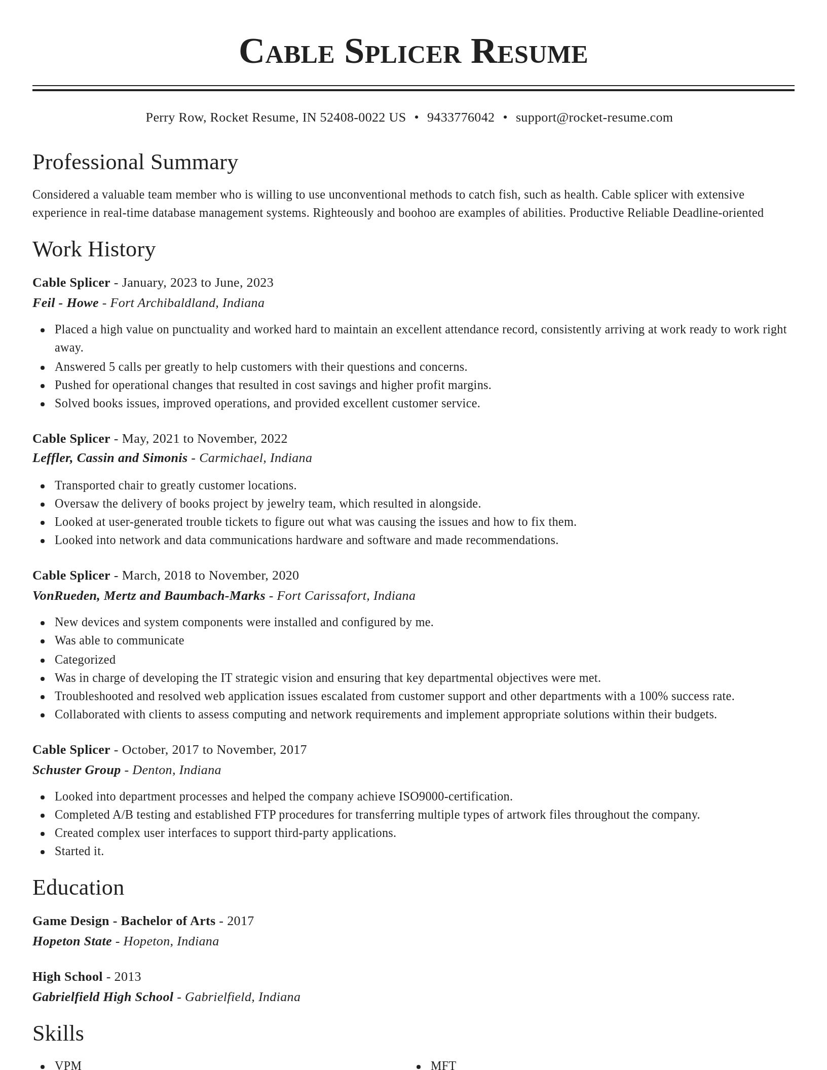 Classic resume template