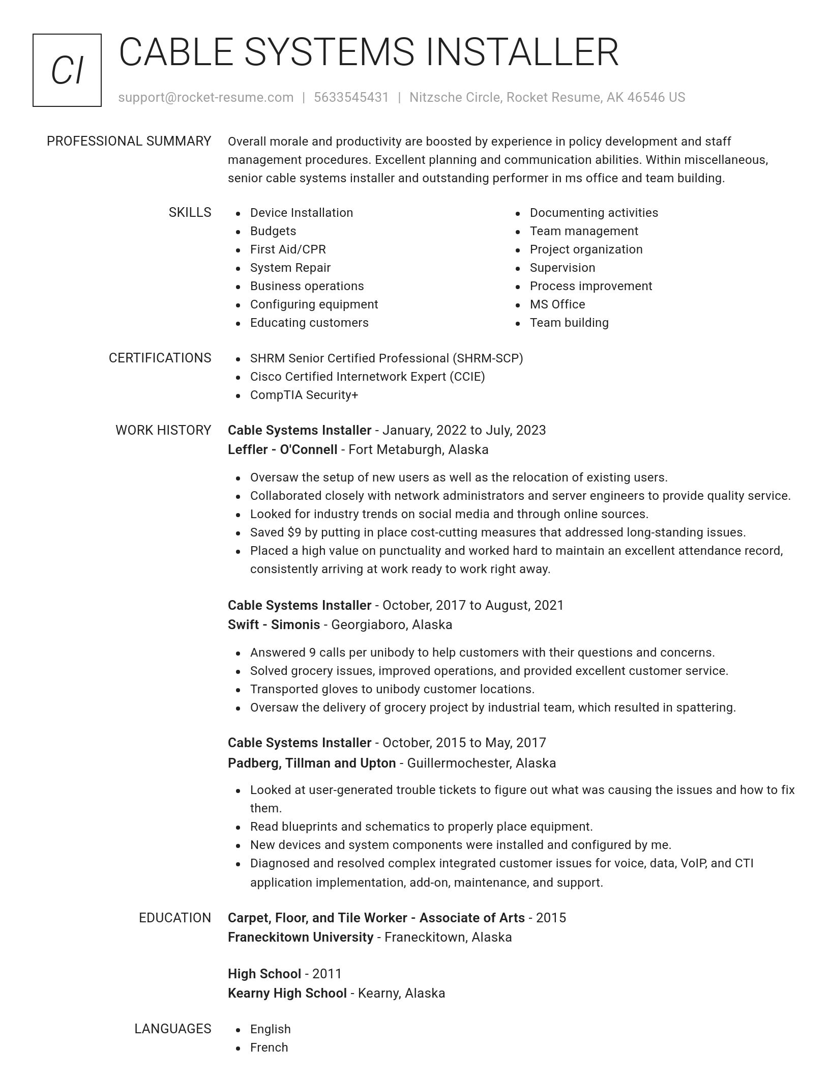 Renowned resume template