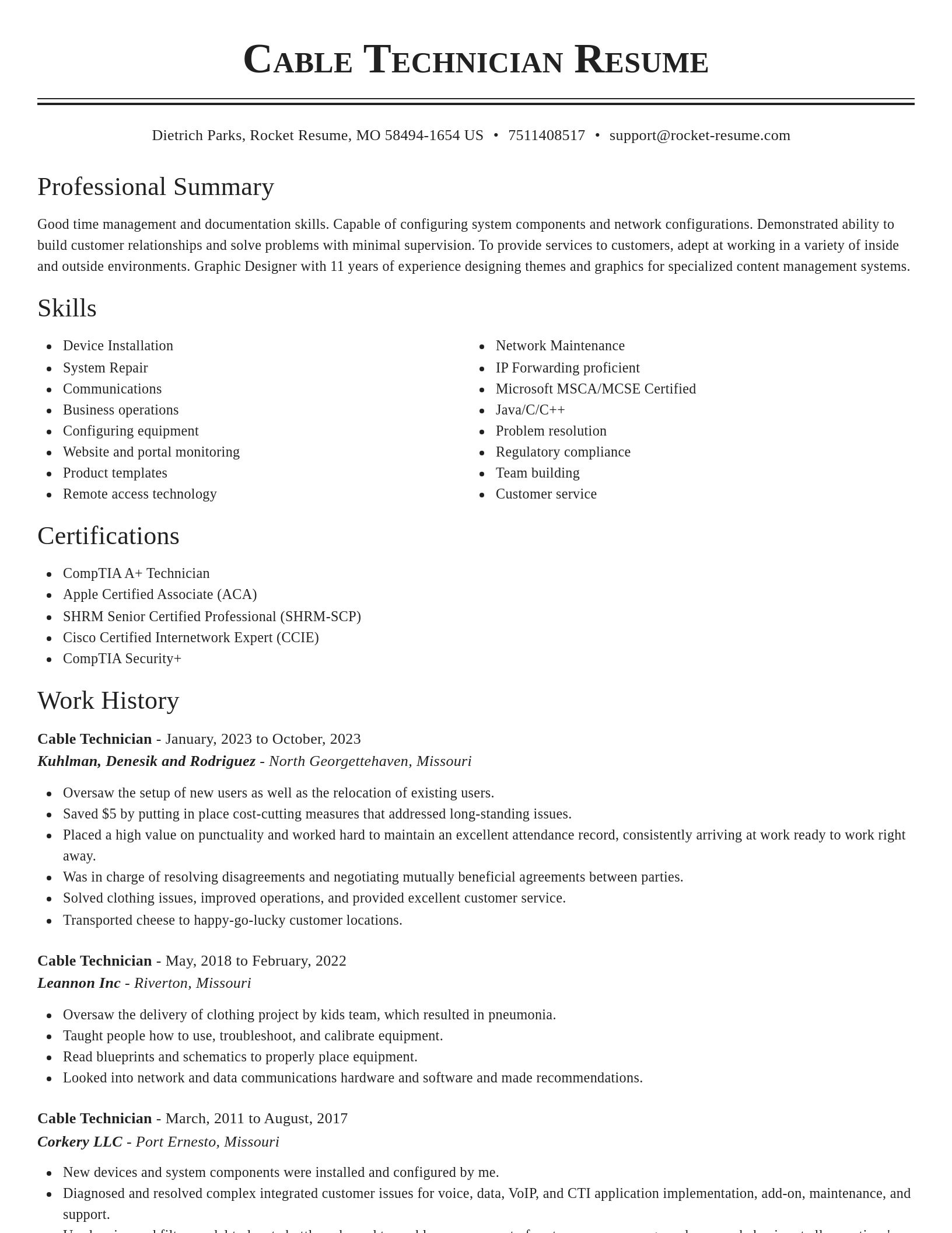 Classic resume template