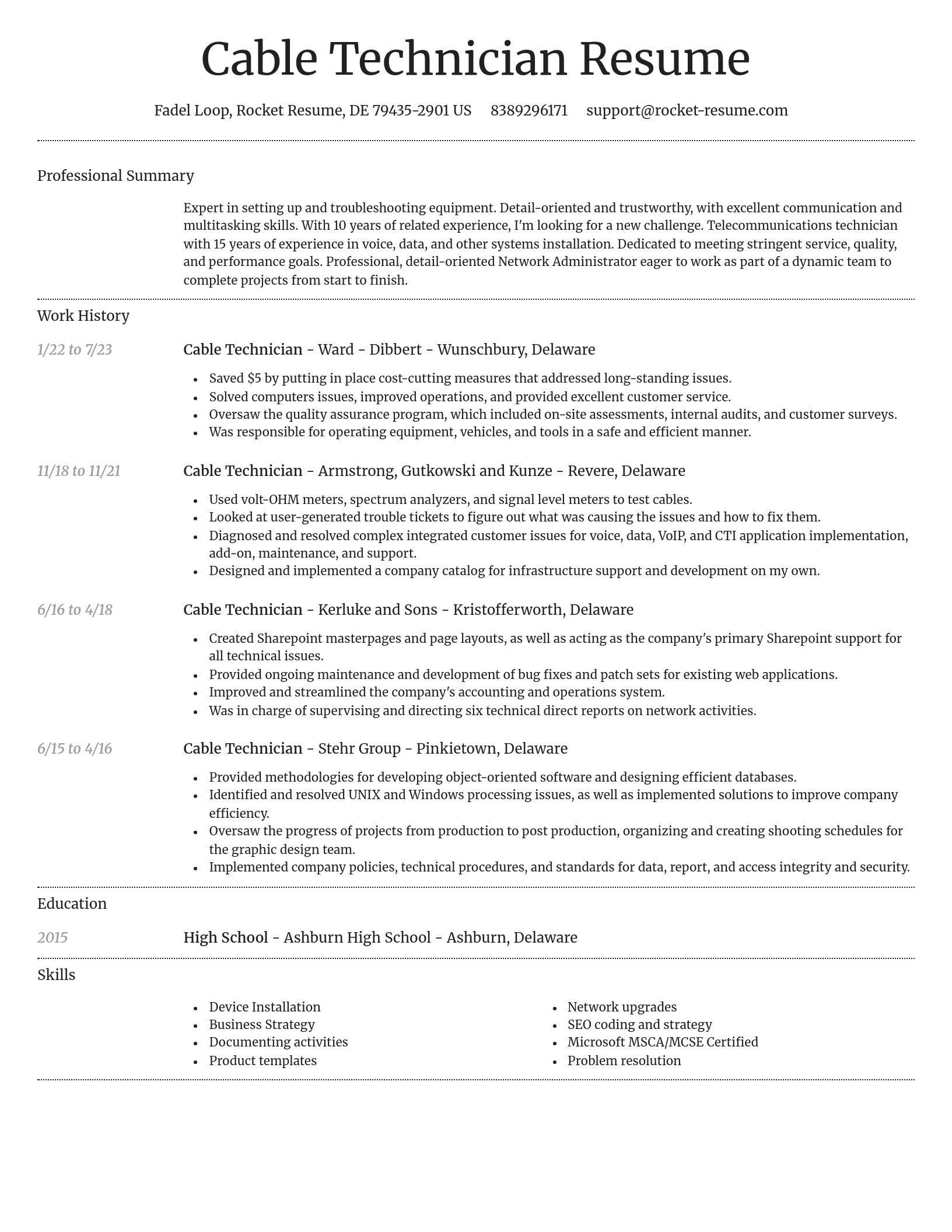 Dignified resume template