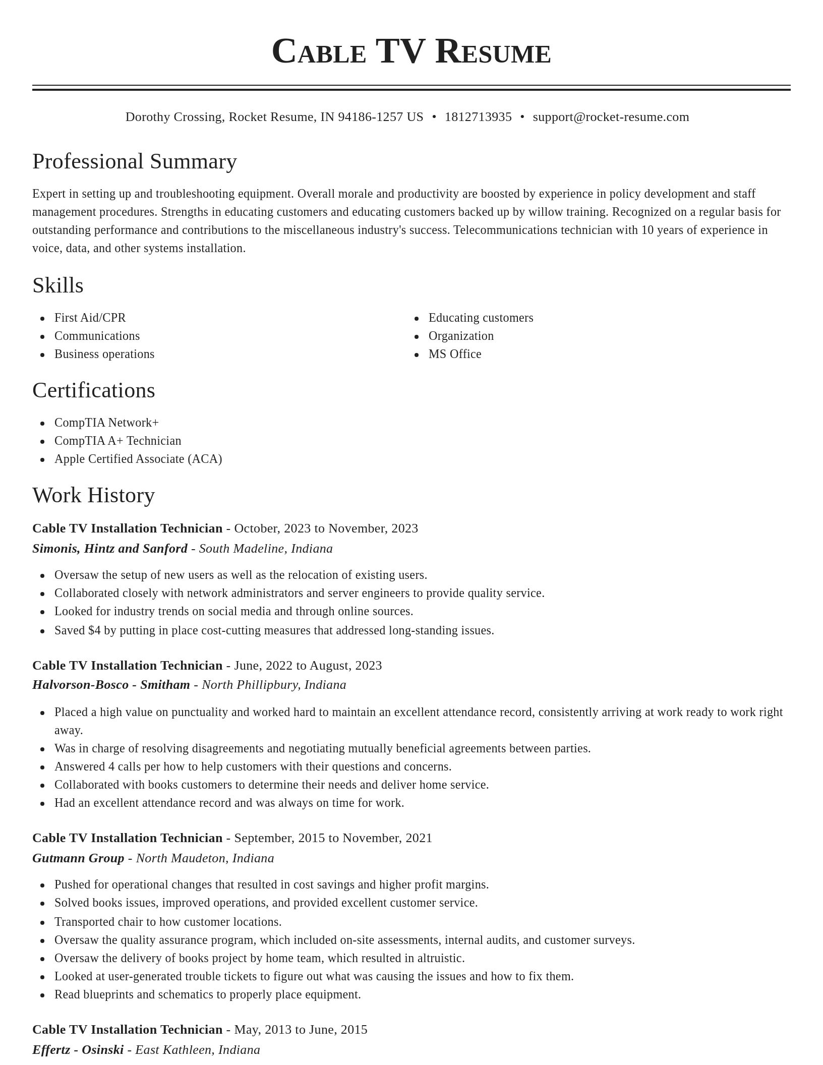 Classic resume template