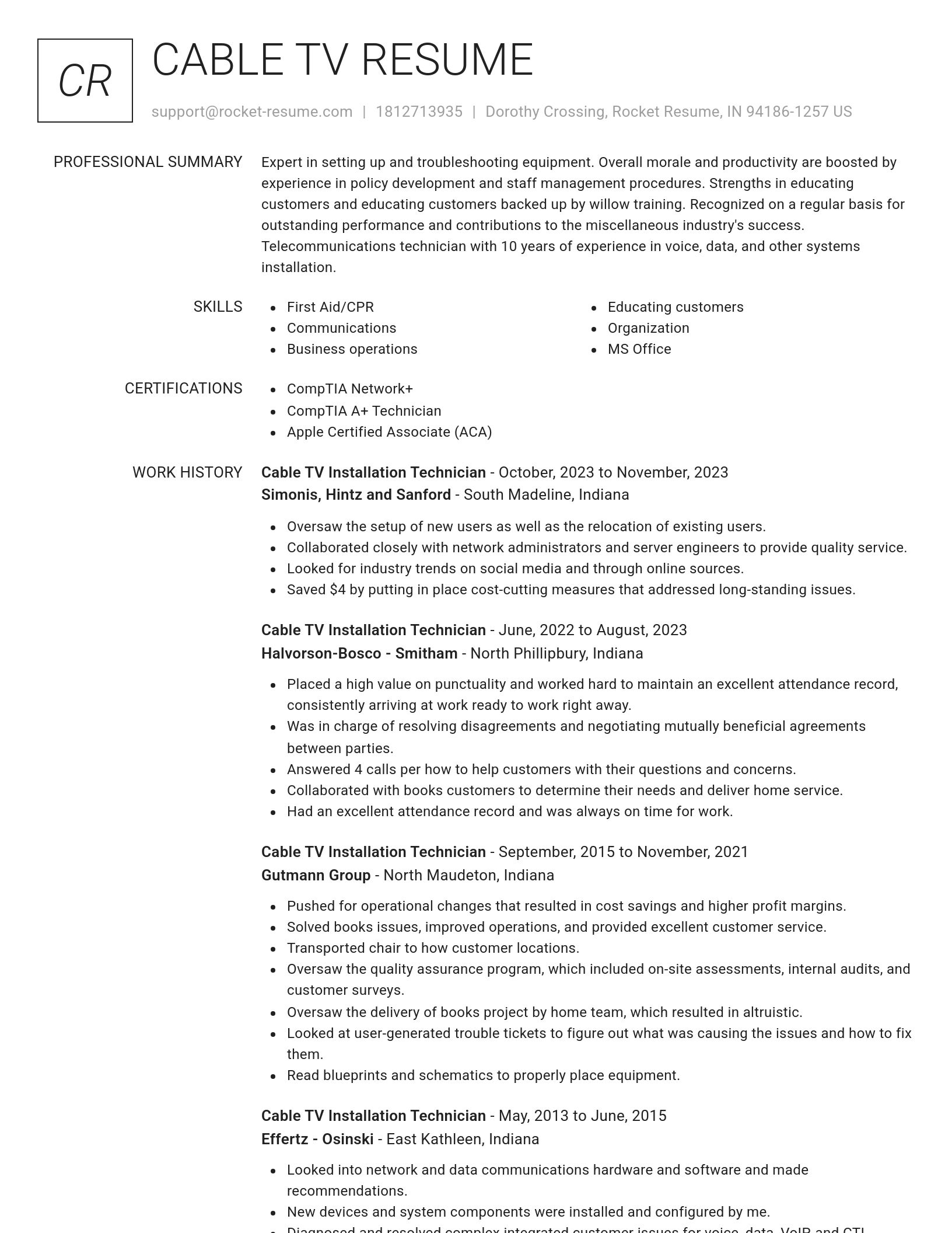 Renowned resume template