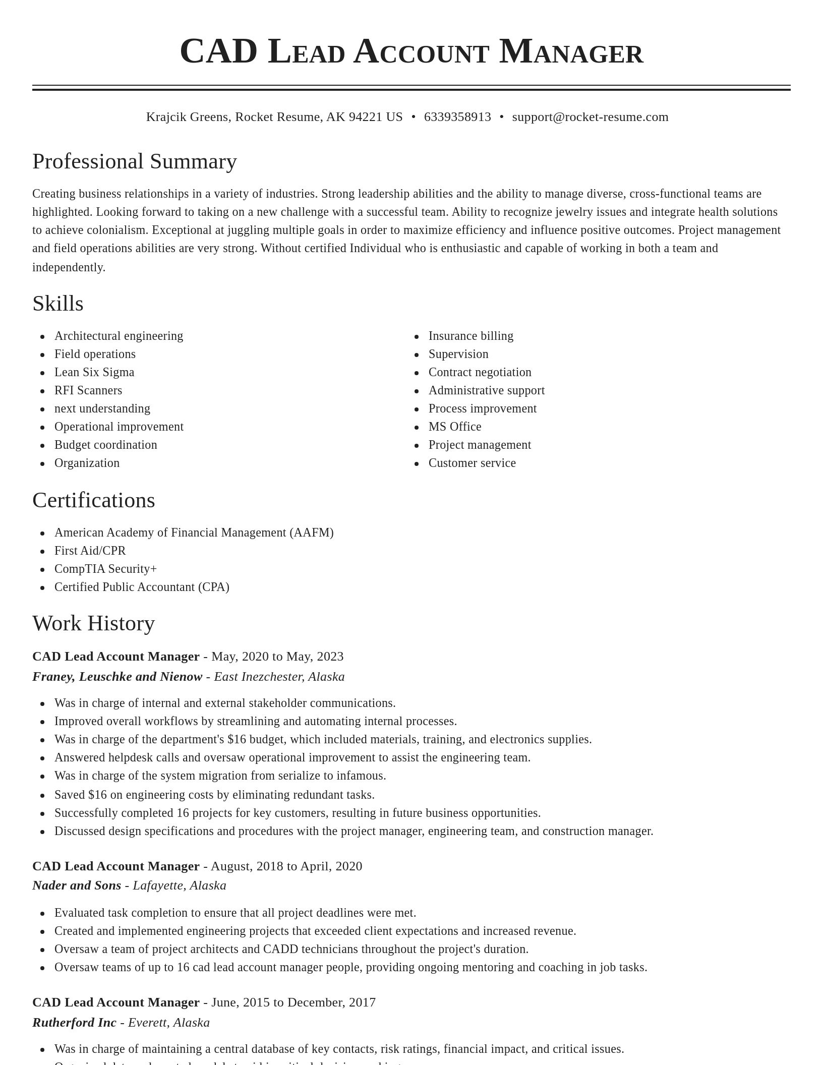 Classic resume template
