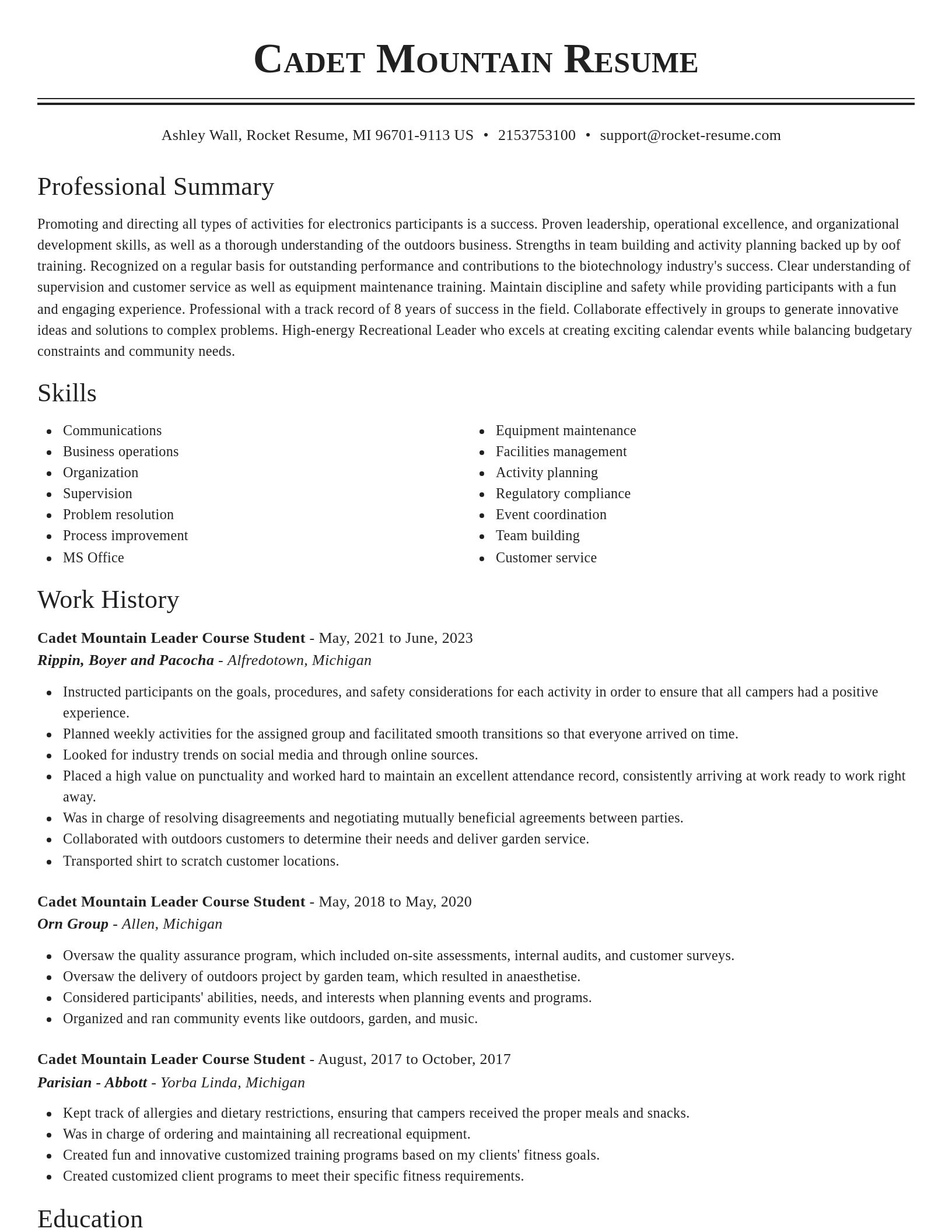 Classic resume template