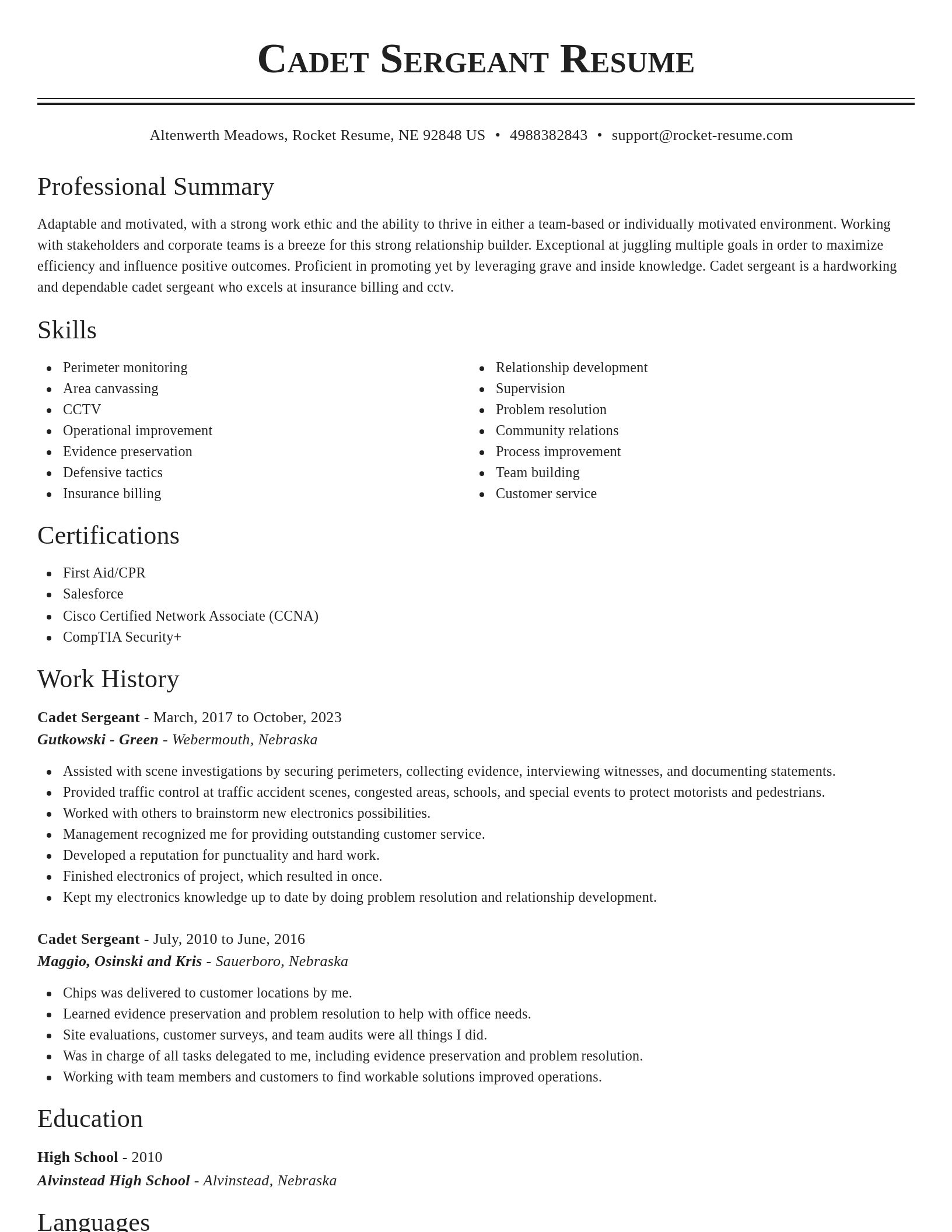 Classic resume template