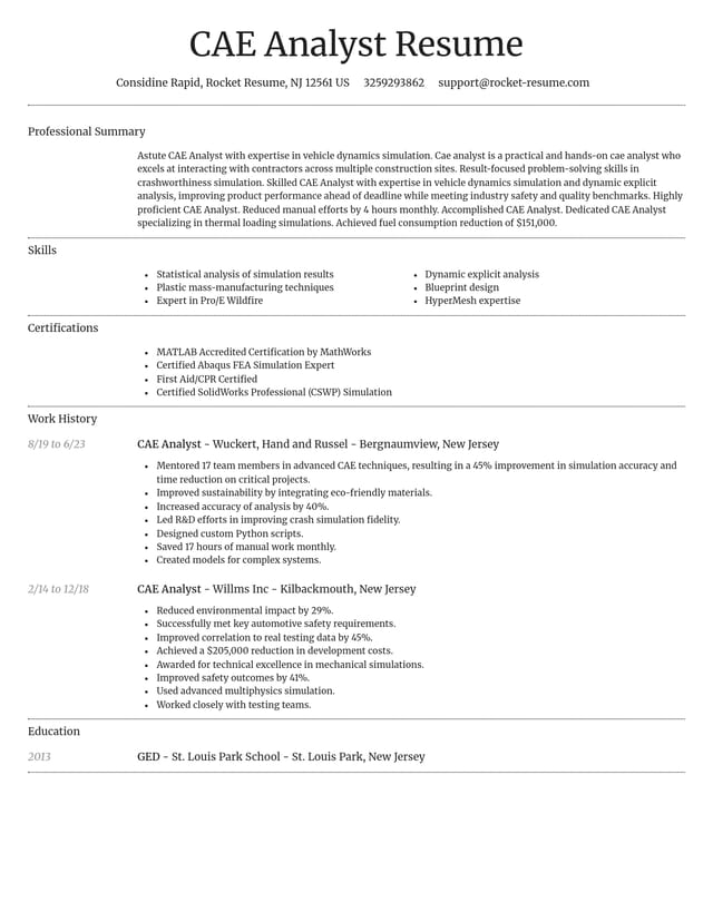 Dignified resume template