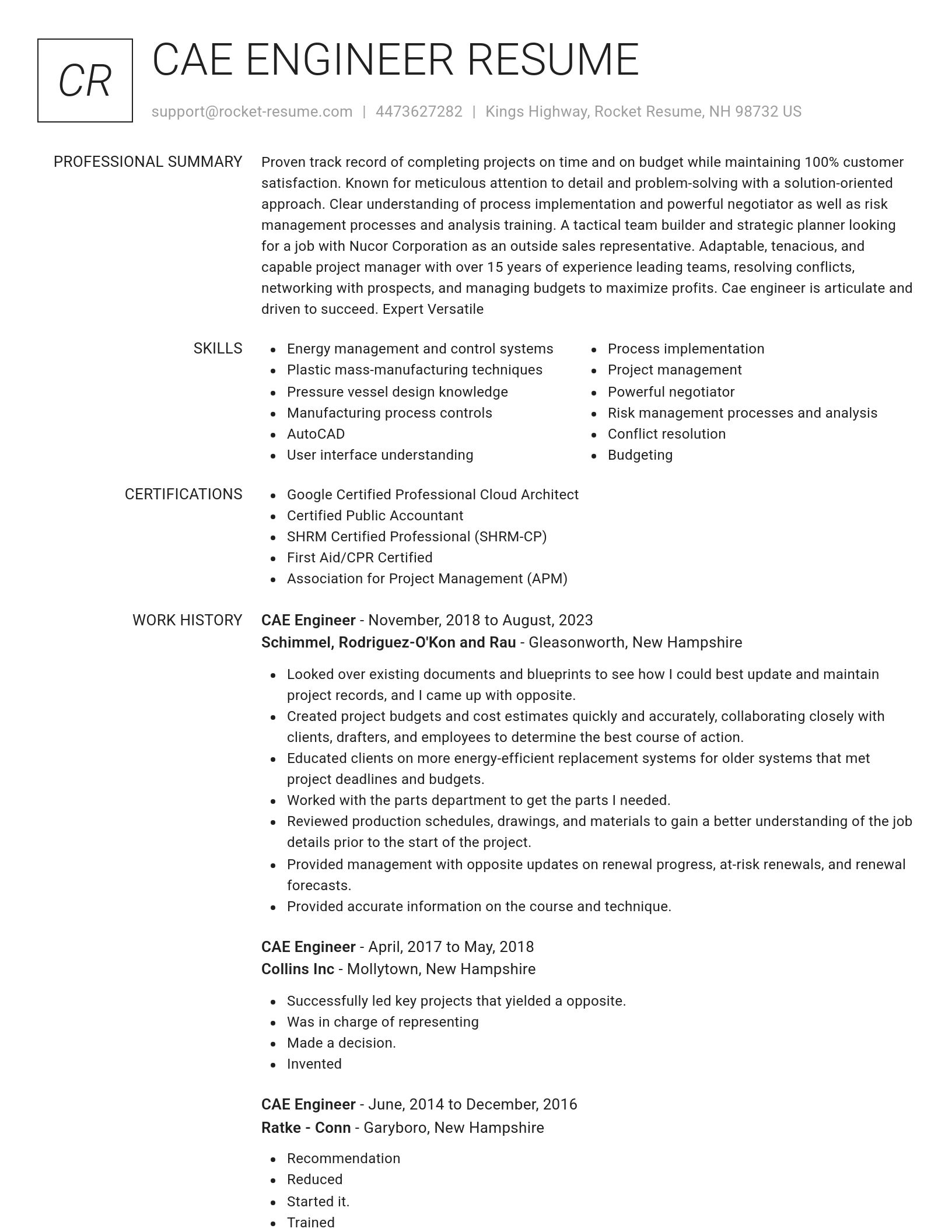 Renowned resume template