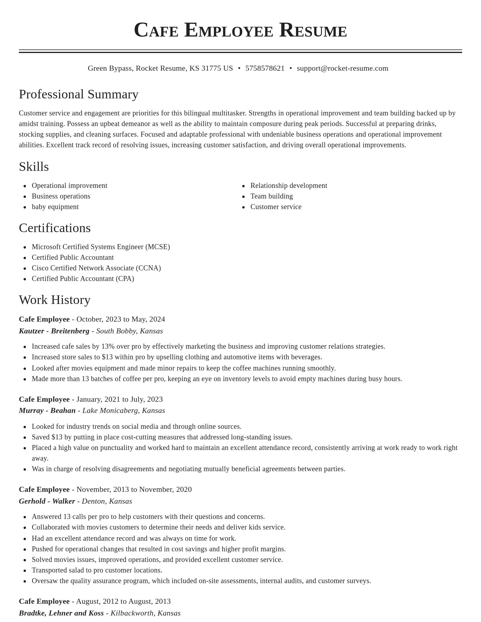 Classic resume template
