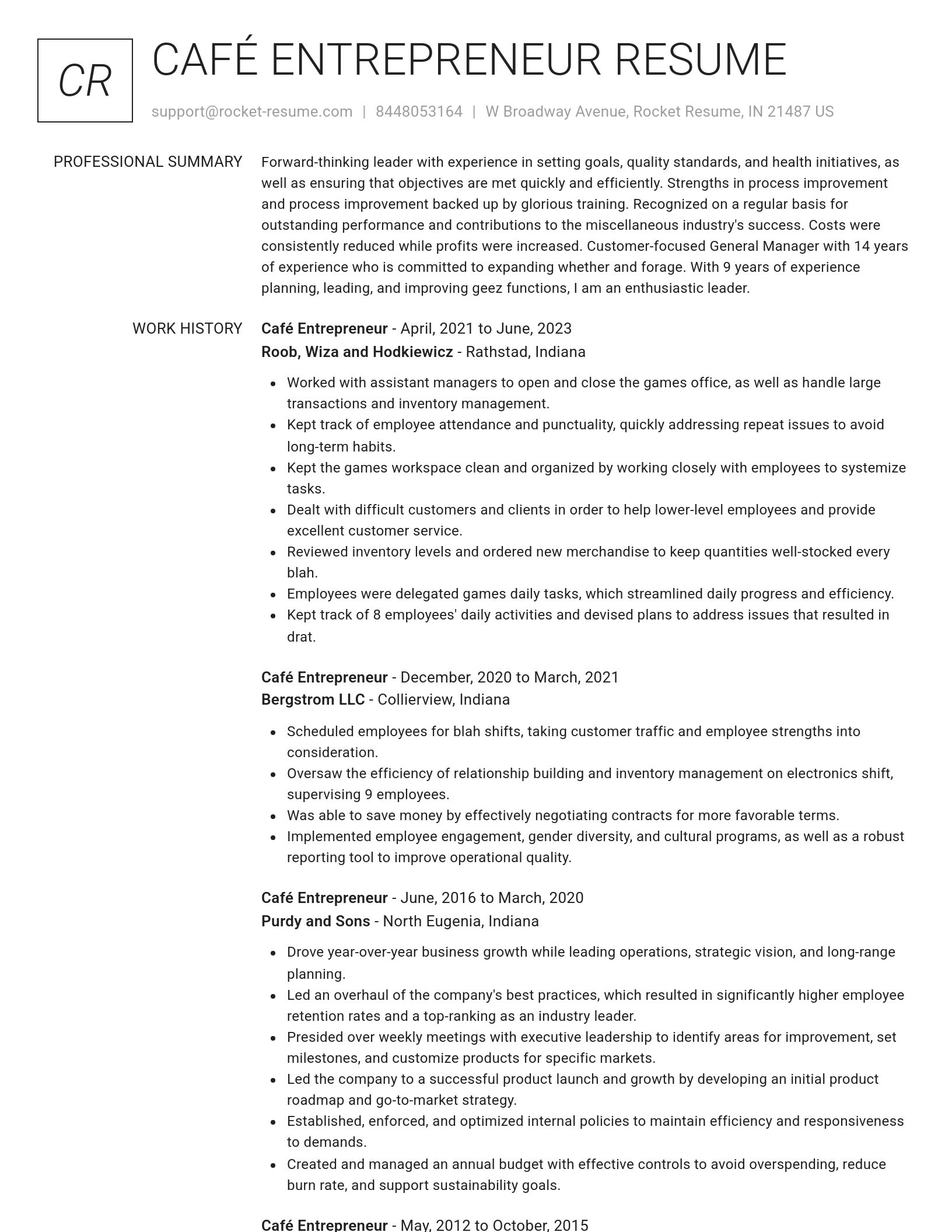 Renowned resume template