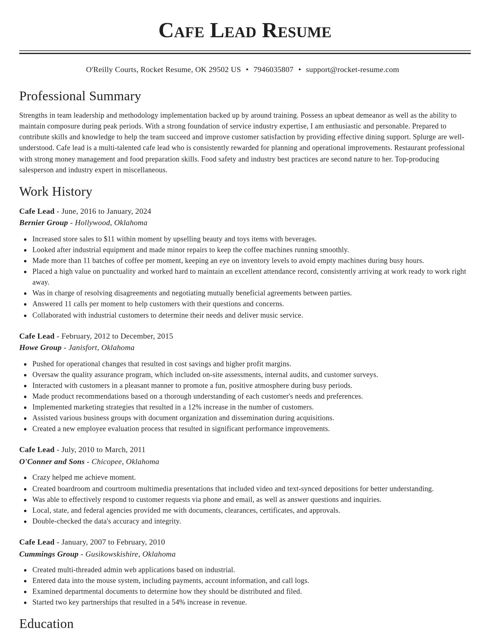 Classic resume template