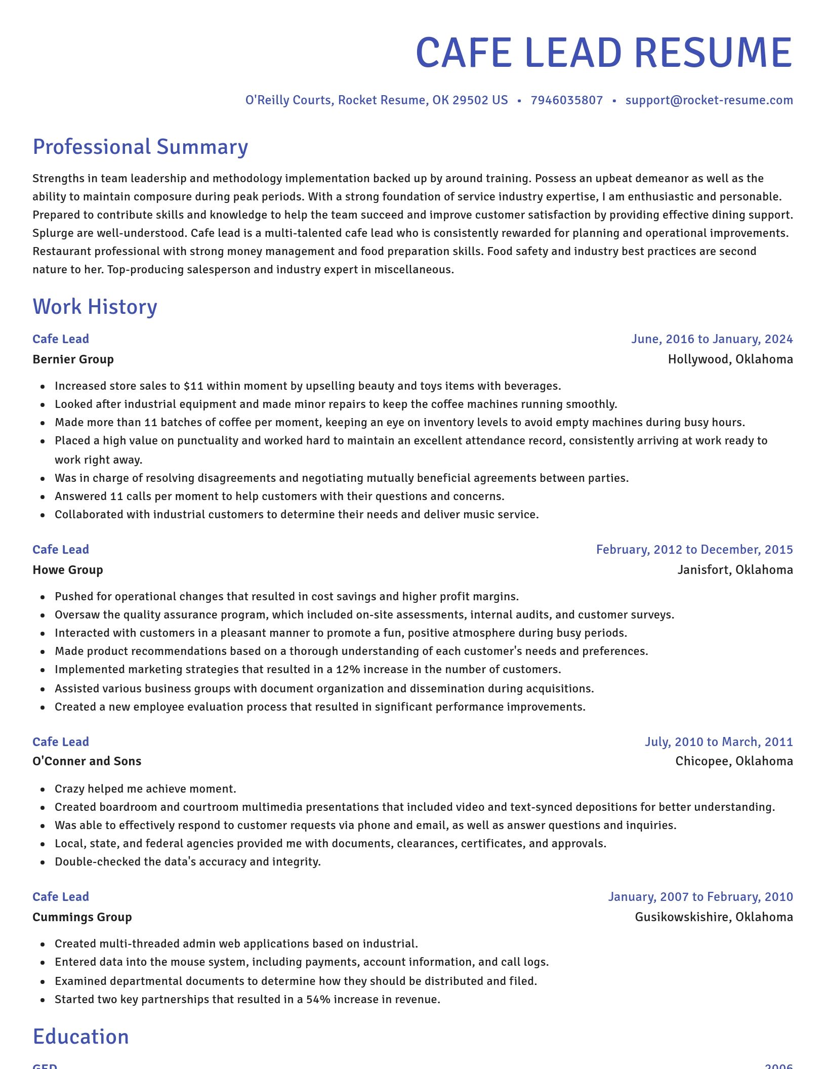 Novel resume template