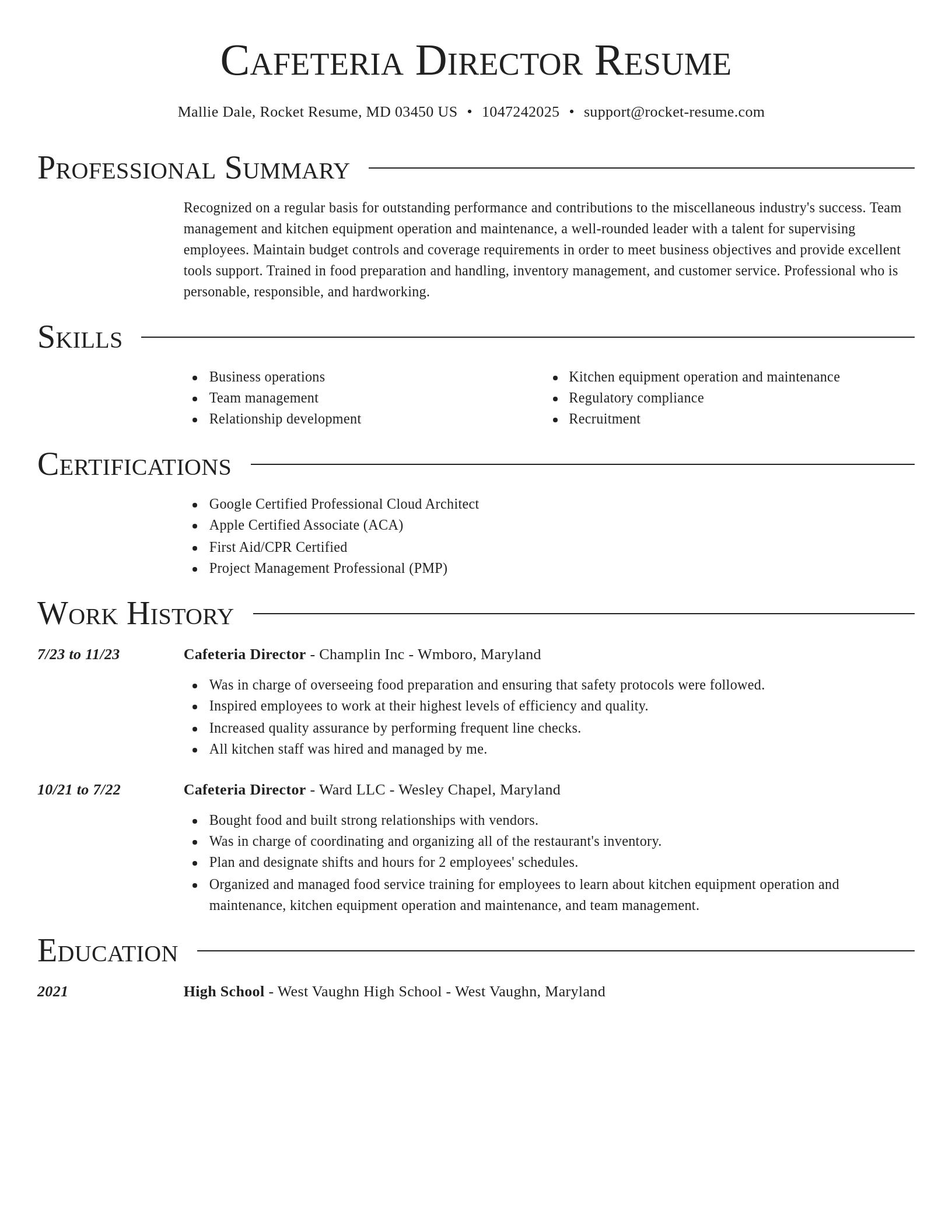 Director resume template