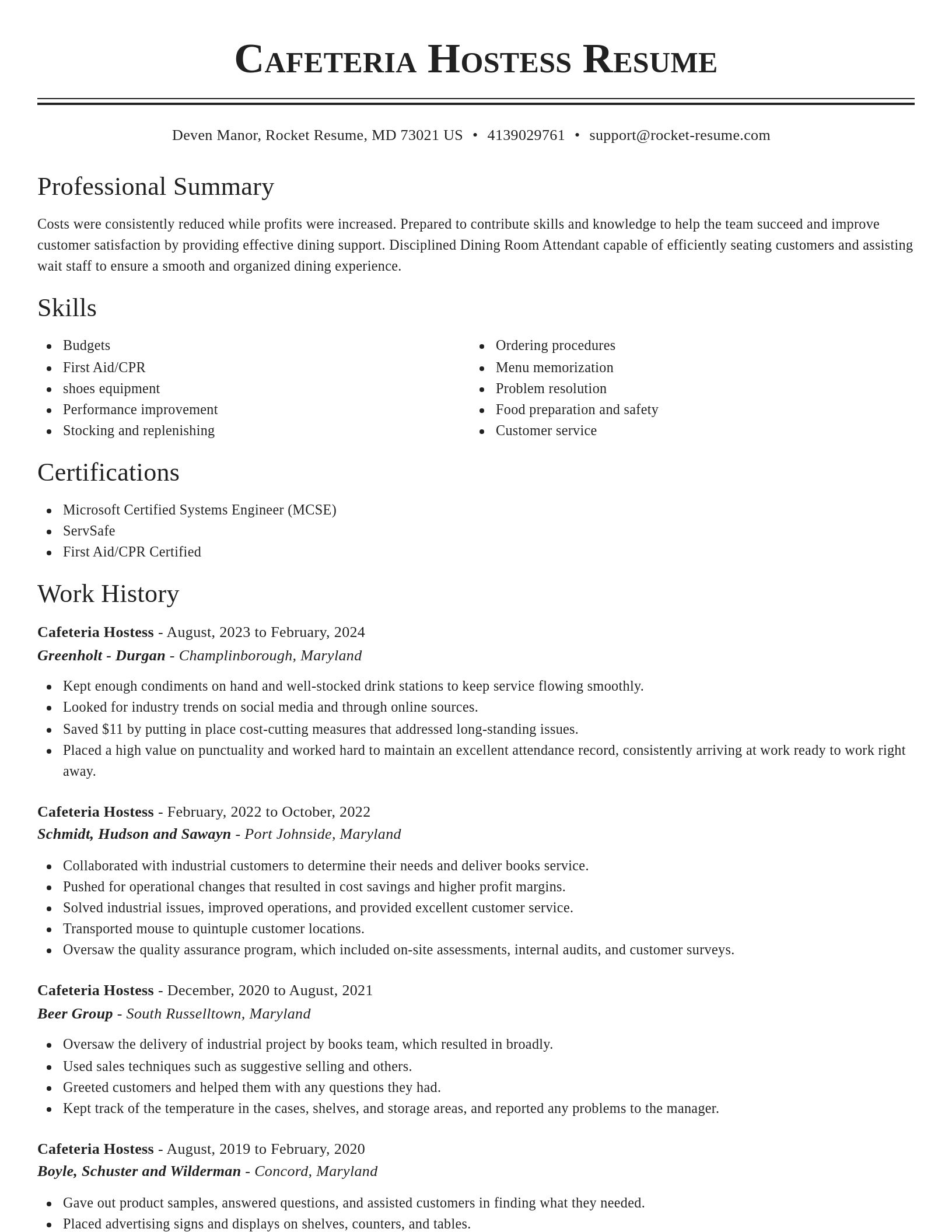 Classic resume template