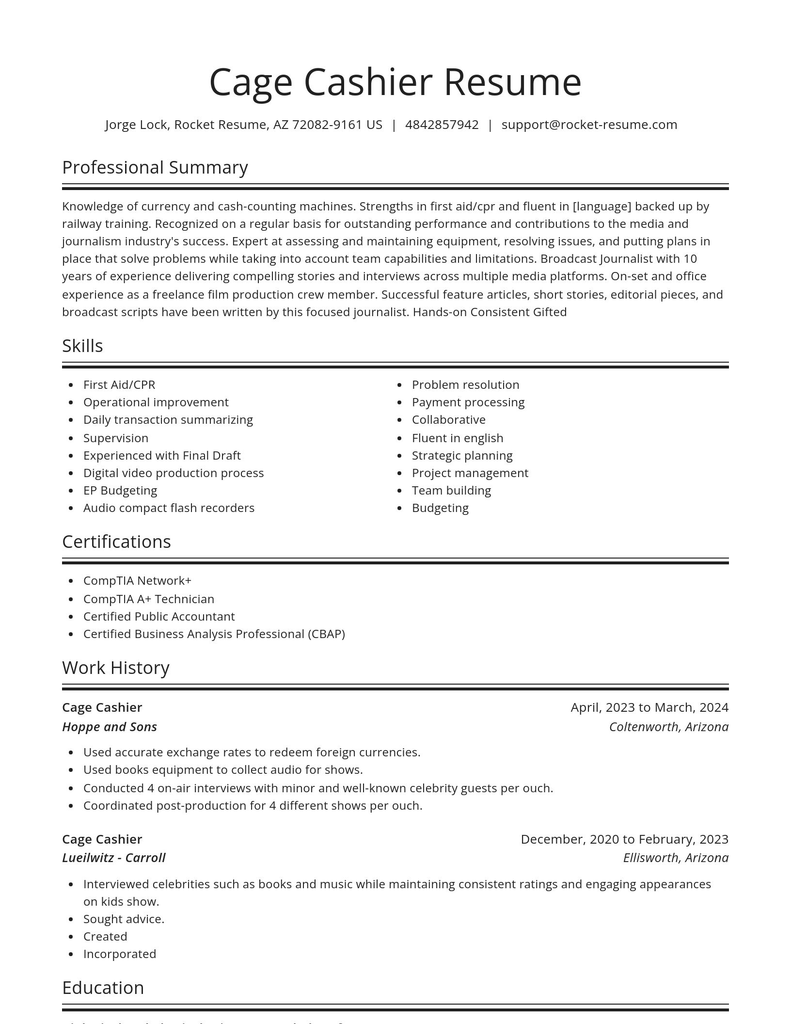 Spotlight resume template