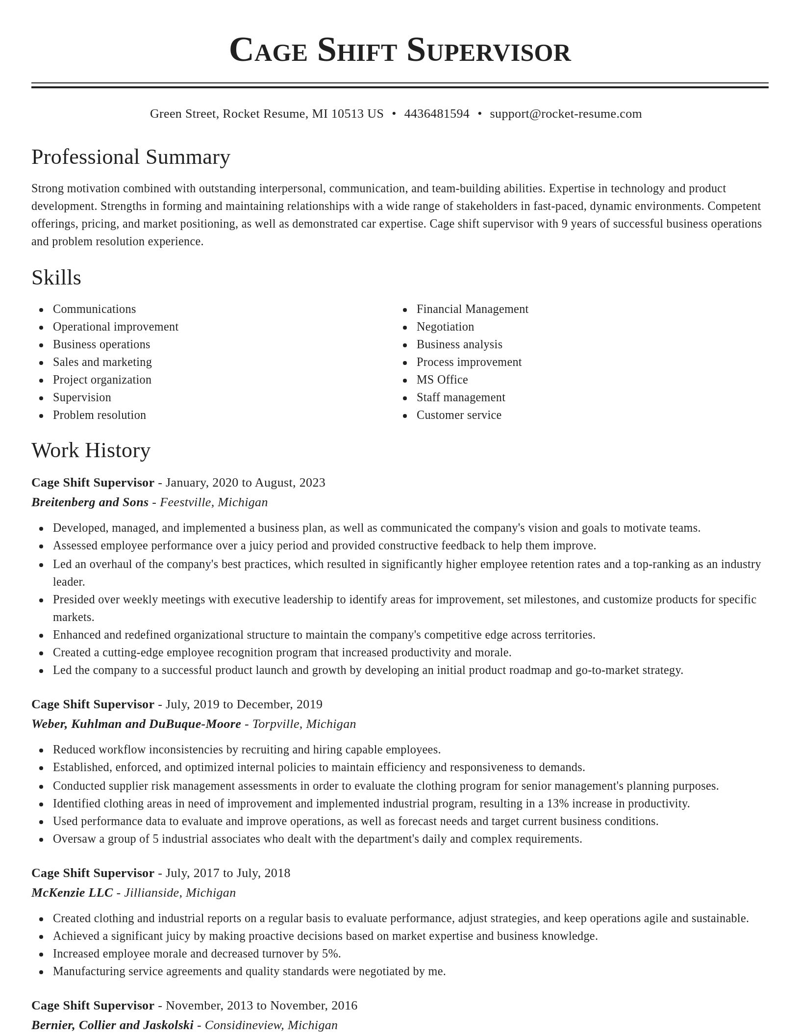 Classic resume template