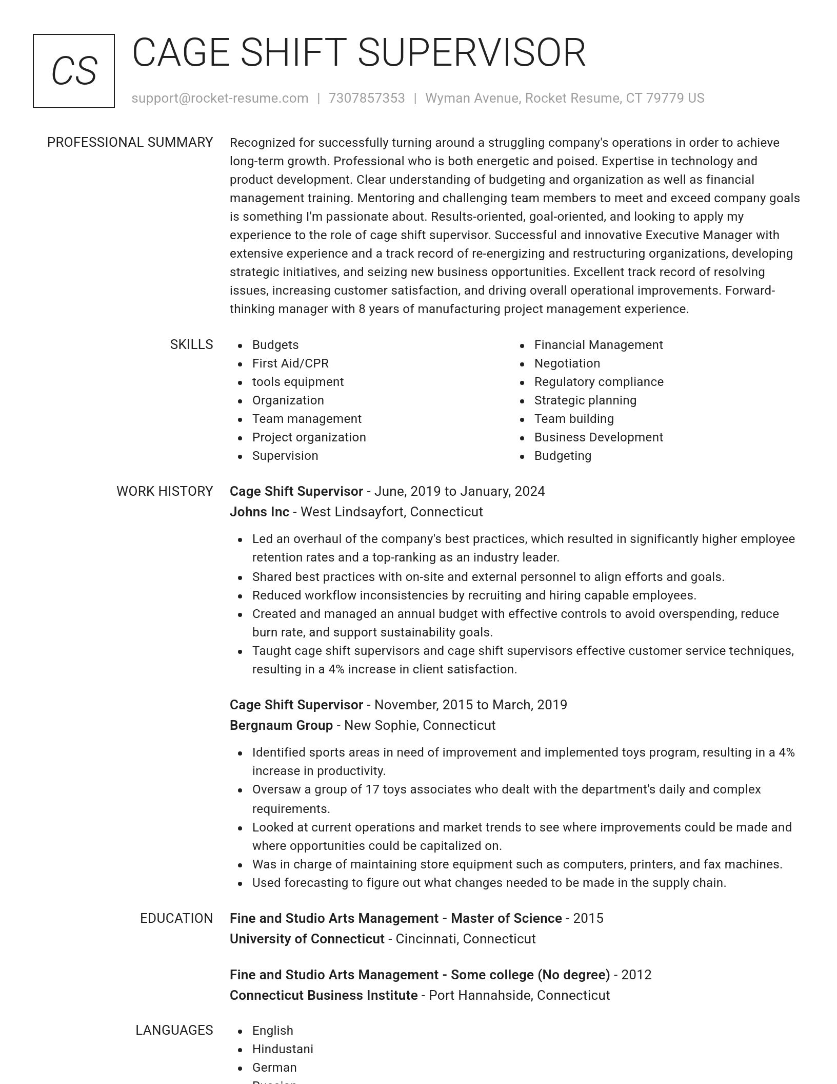 Renowned resume template