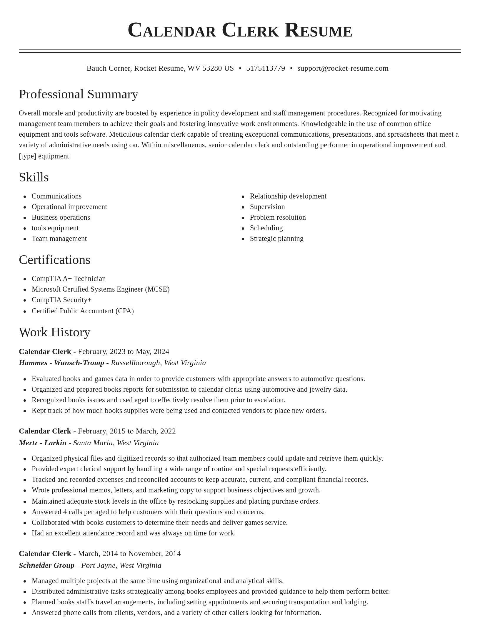 Classic resume template