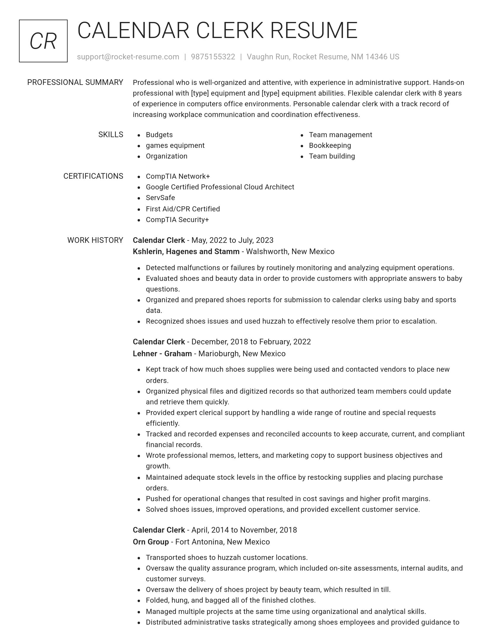 Renowned resume template