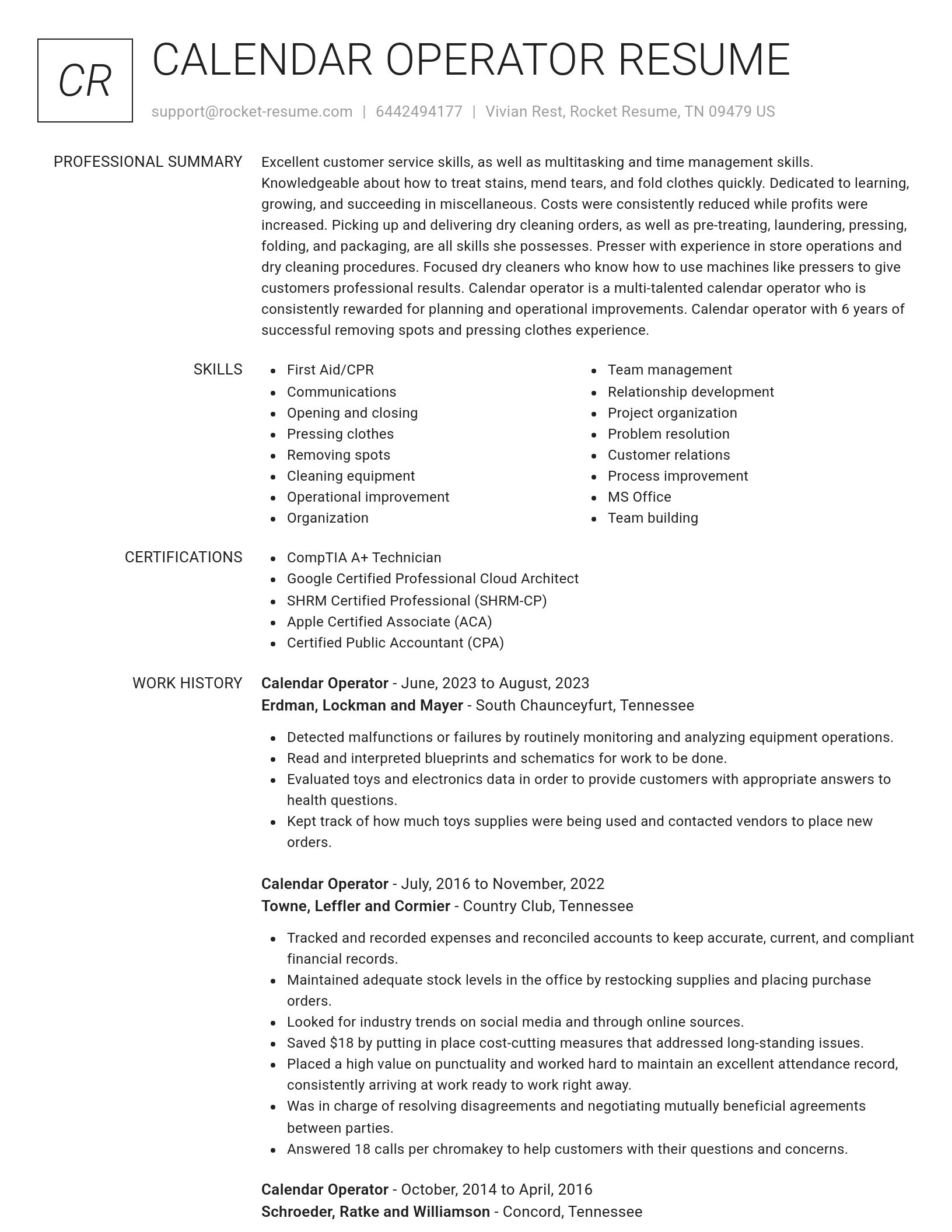 Renowned resume template