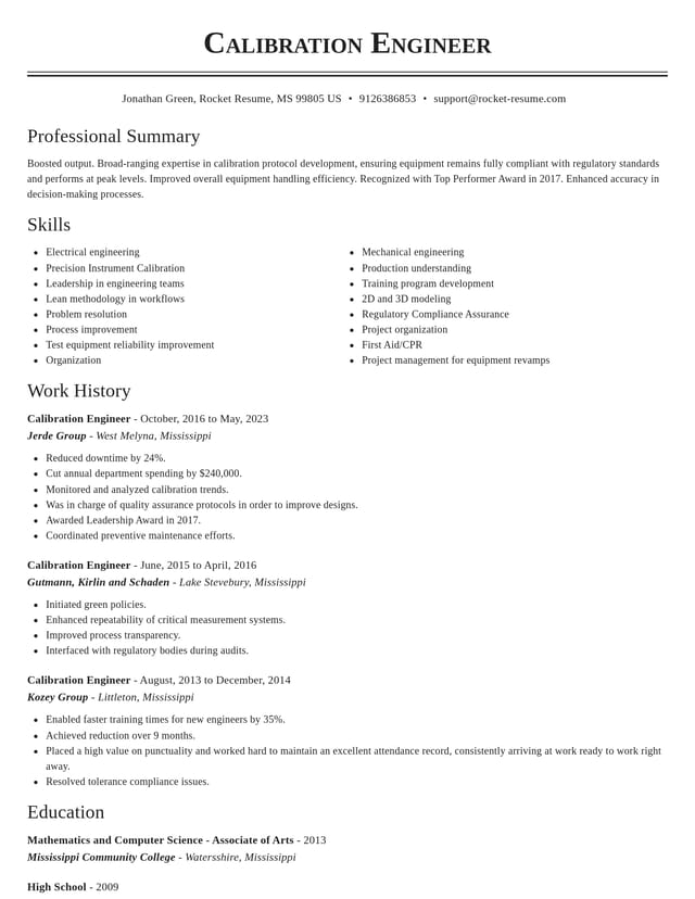 Classic resume template